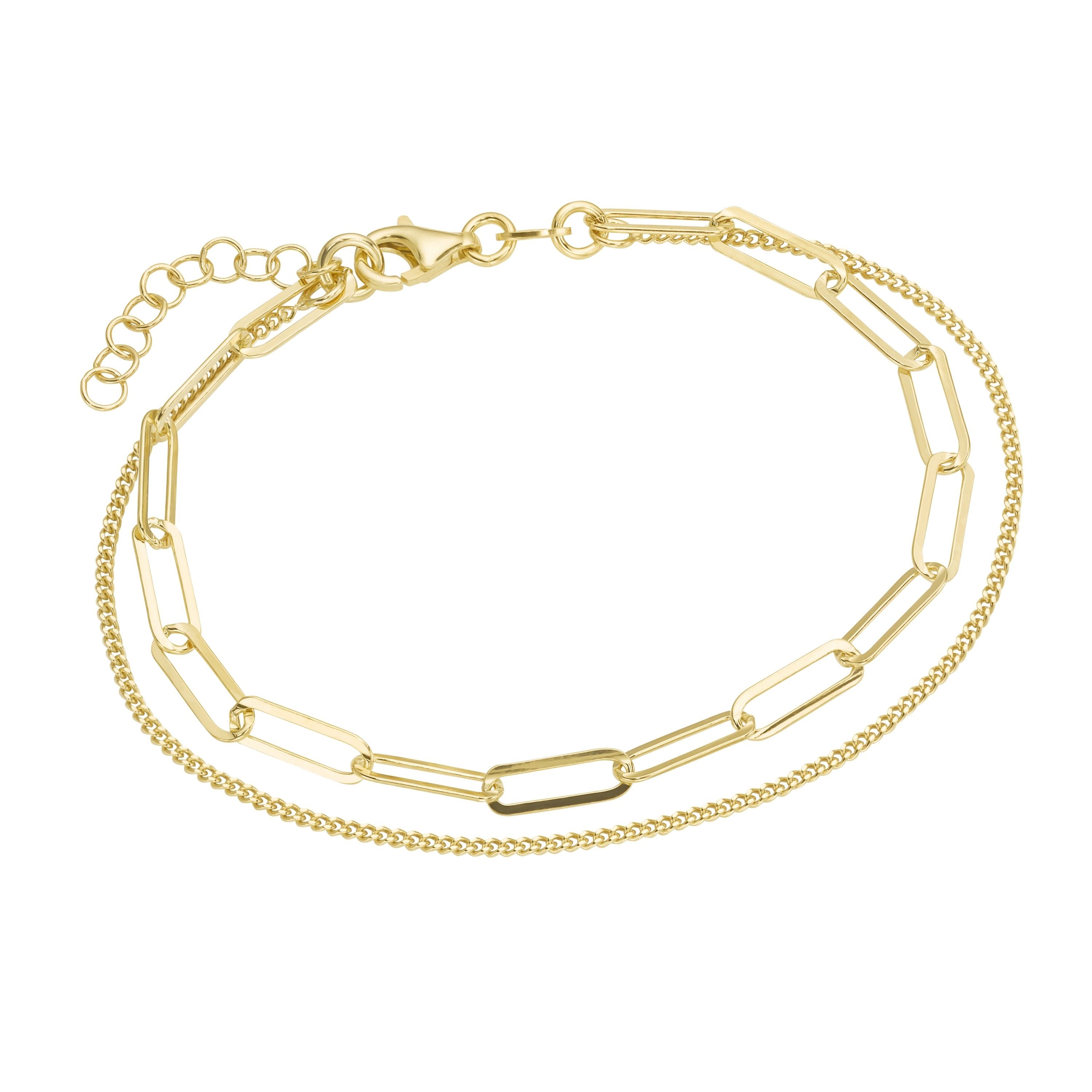 Smart Jewel Armband 2-reihig, 1x ovale Glieder, 1 x Panzerkette, Silber 925 | Silberarmbänder