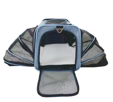 Abistab Pets Tiertransportbox Tiertransportasche faltbar Größe M/L bis 10,00 kg, blau Hundetransportbox robuste Atmungsaktive Netz