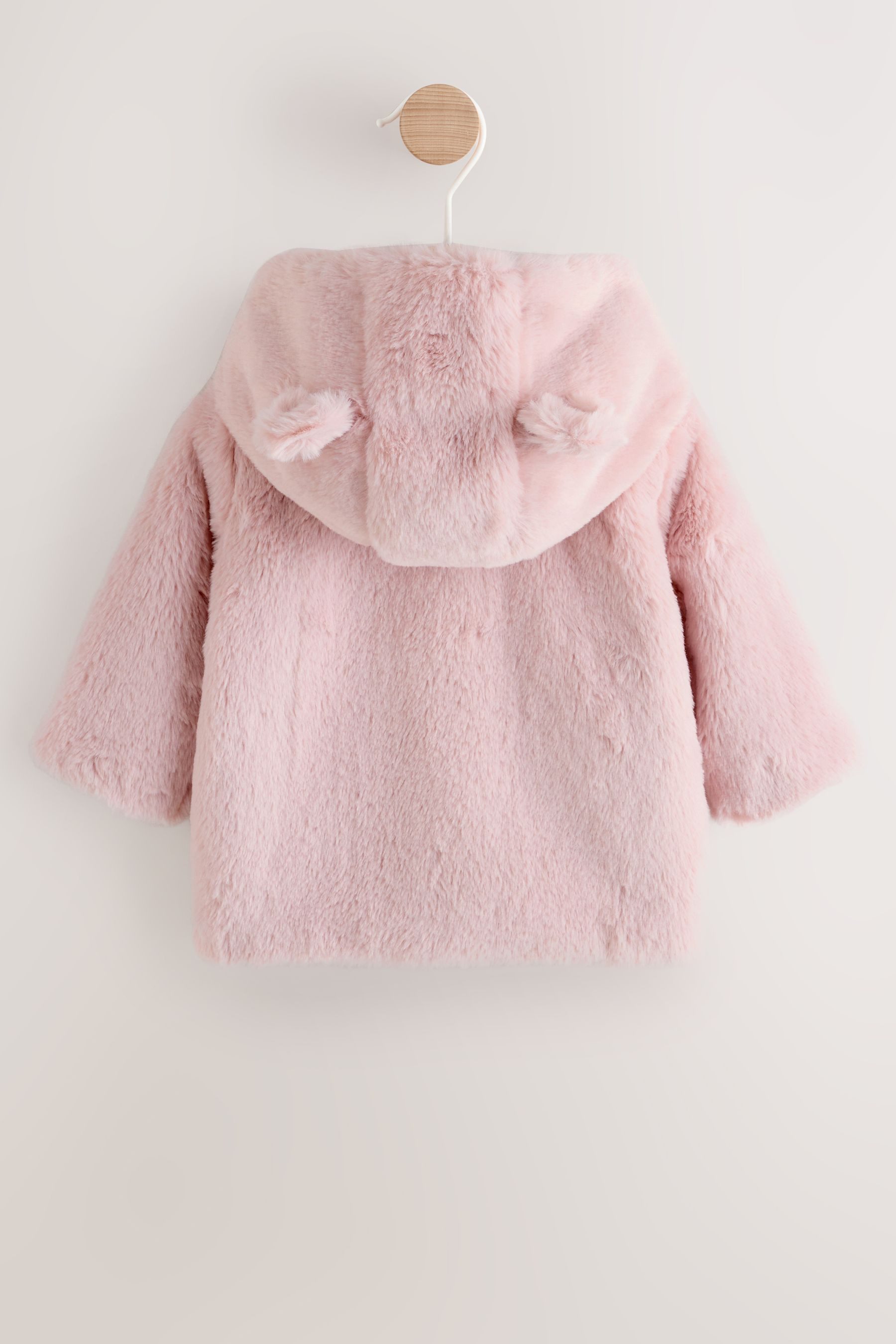 Next Fellimitatmantel Baby Jacke mit Kunstfell und Kapuze (1-tlg)