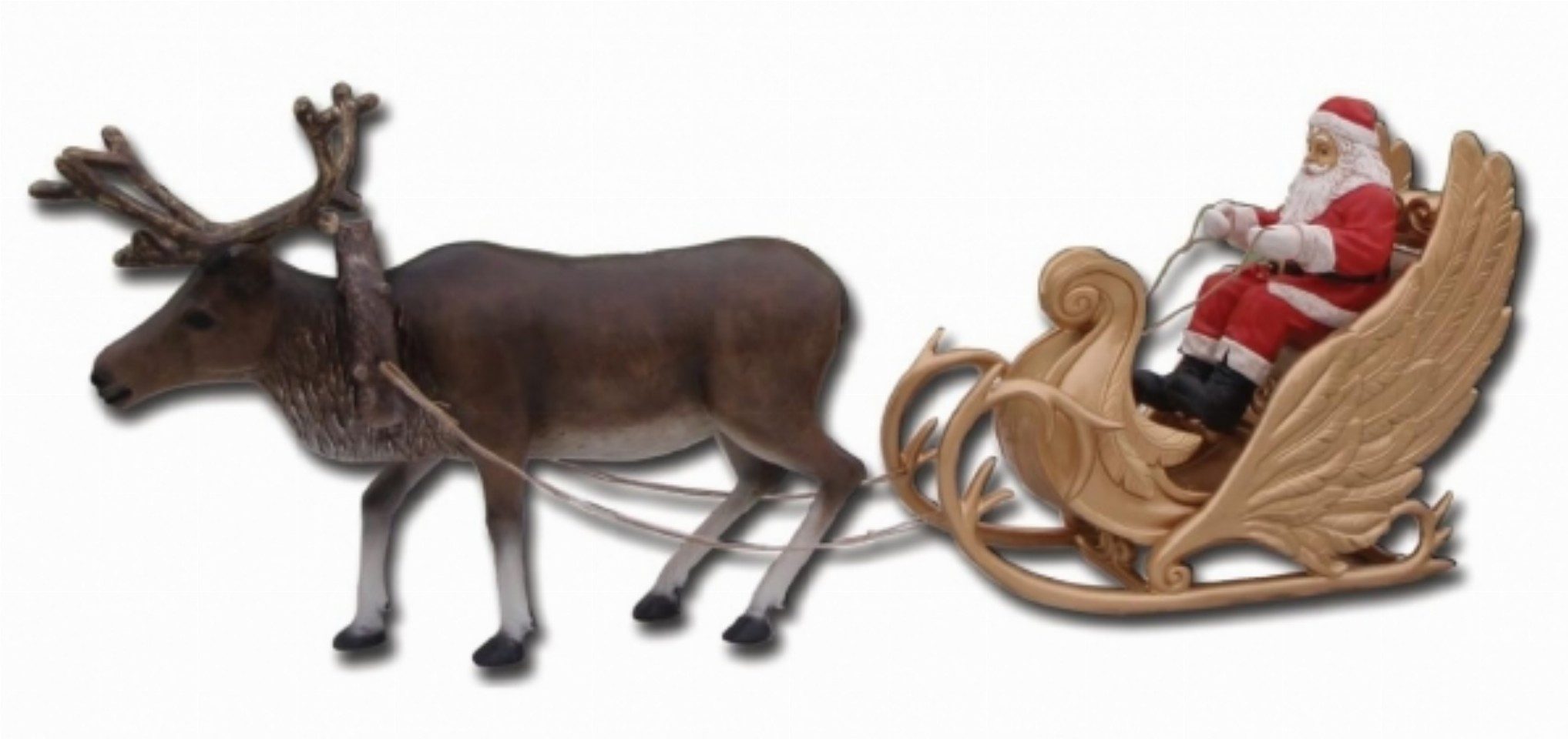 Dekofigur Weihnachtsschlitten zusammen mit Rentier 420cm breit