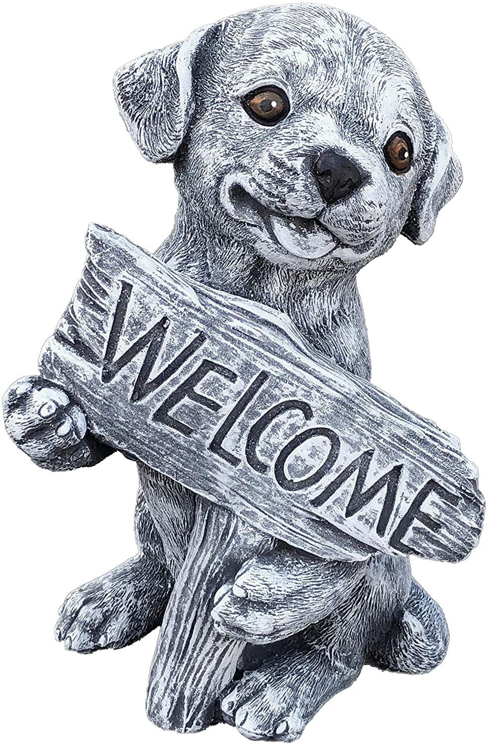 Stone and Style Gartenfigur Steinfigur Hund Welcome