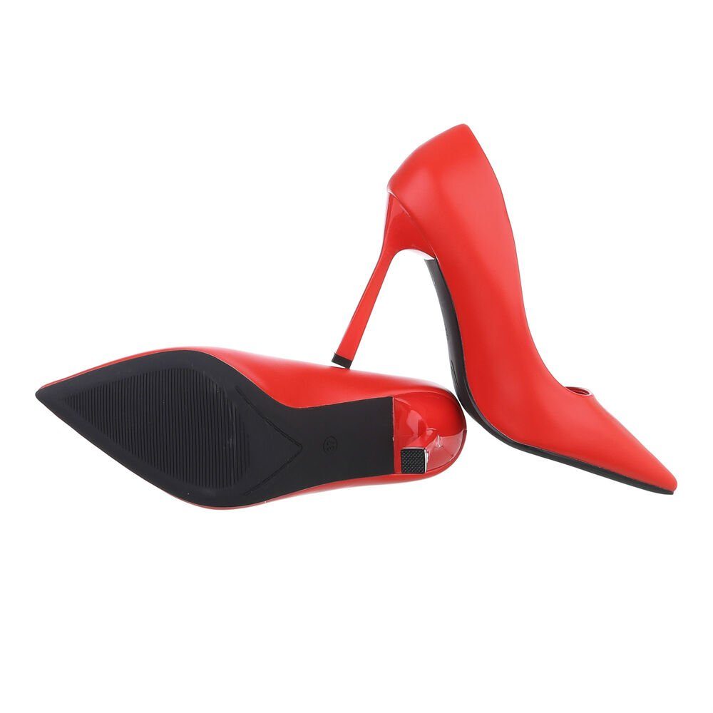 Elegant Damen Pumps Pfennig-/Stilettoabsatz High Abendschuhe Heel High-Heel-Pumps in Rot Ital-Design