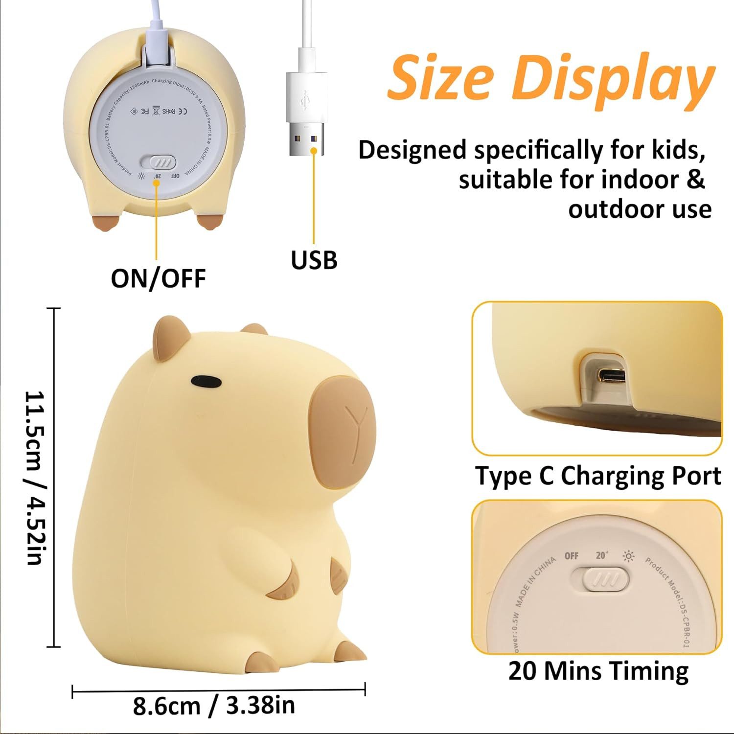 Coonoor LED Nachtlicht Kinder Capybara Lampe mit Dimmbarkeit und Timer günstig online kaufen