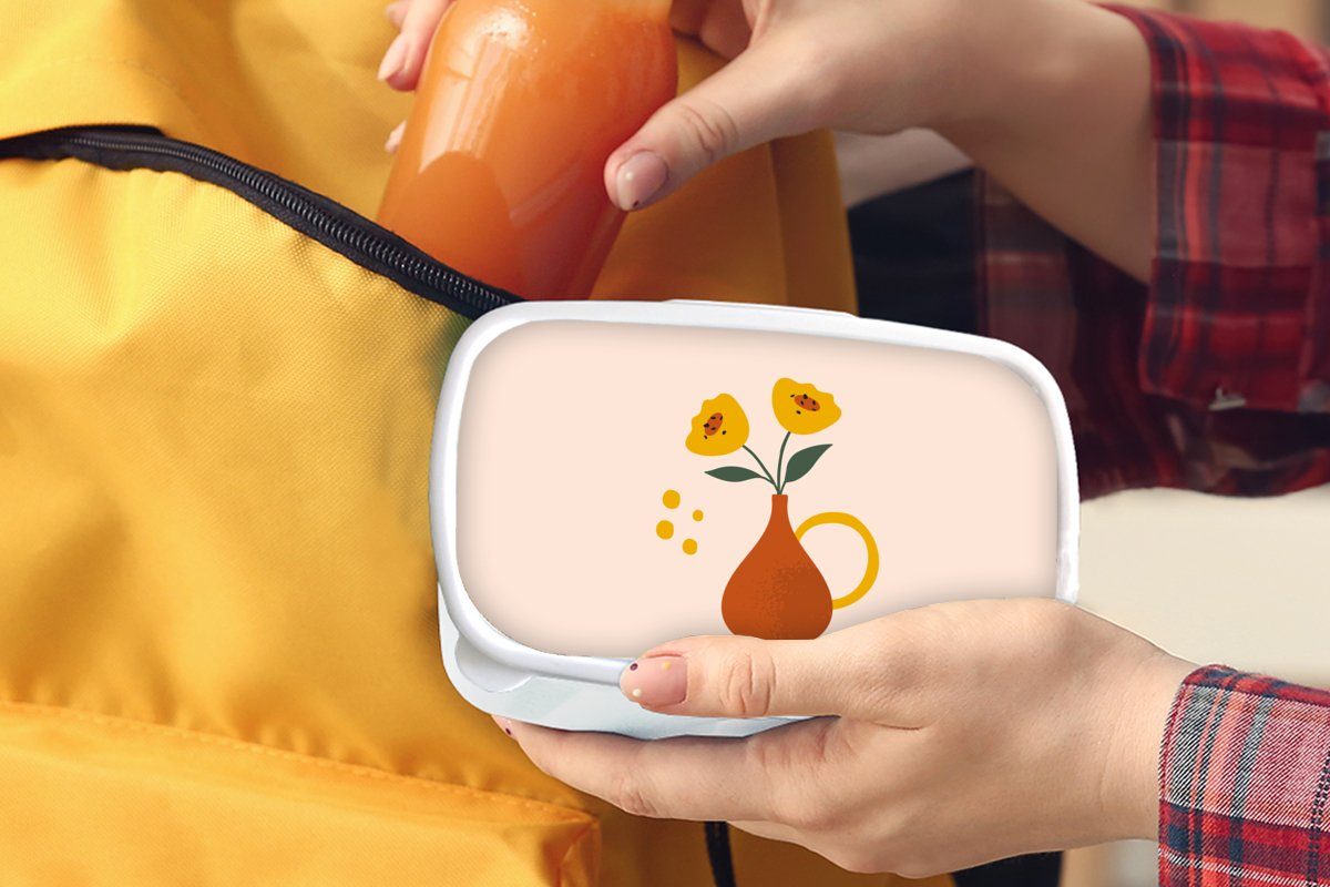 - für weiß Lunchbox (2-tlg), Kunststoff, und - Brotdose, für MuchoWow und Erwachsene, Mädchen Mohnblumen Jungs Sommer, Kinder Brotbox Blumen