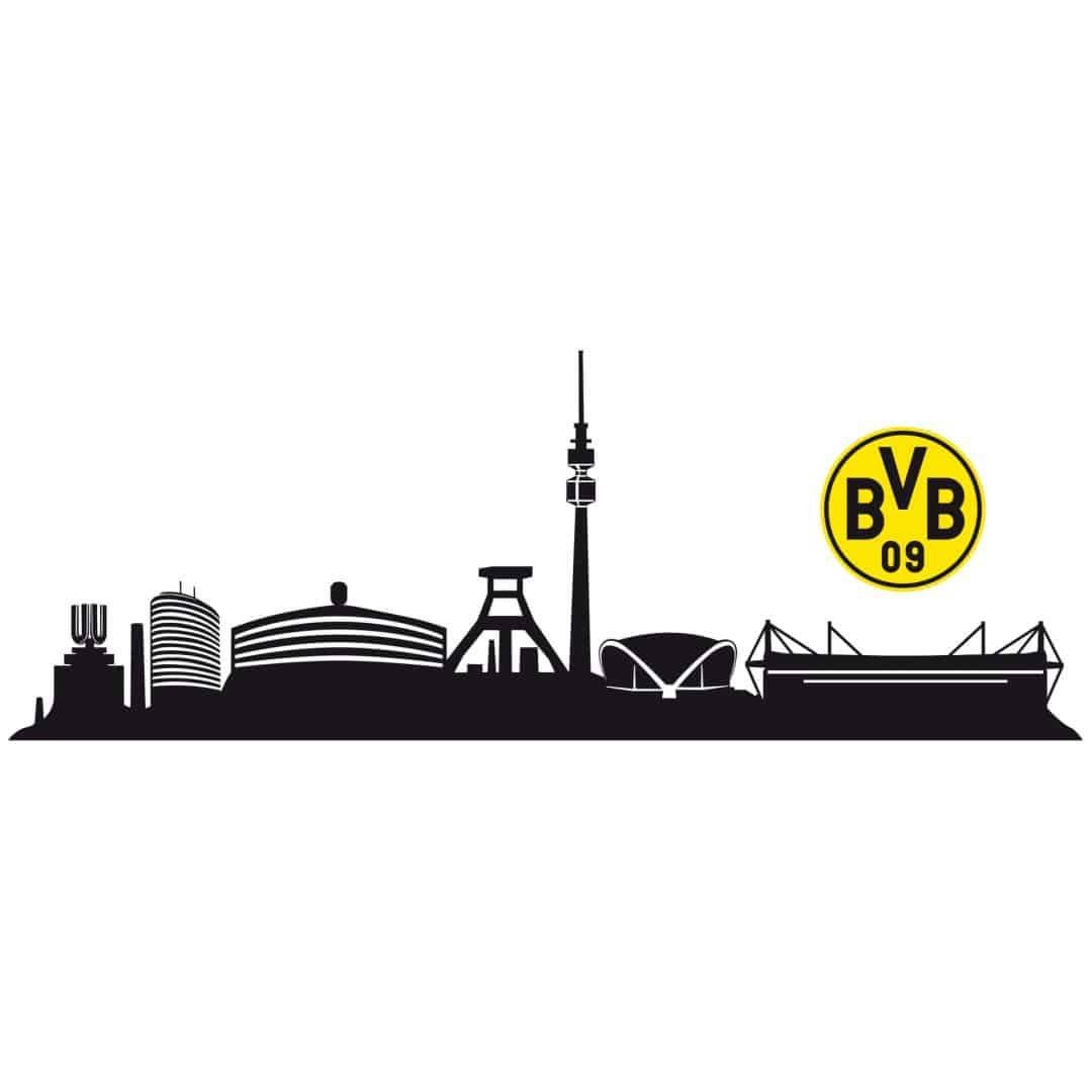 Borussia Dortmund Wandtattoo »Fußball Wandtattoo Borussia Dortmund Skyline  Schwarz Logo BVB Aufkleber«, Wandbild selbstklebend, entfernbar