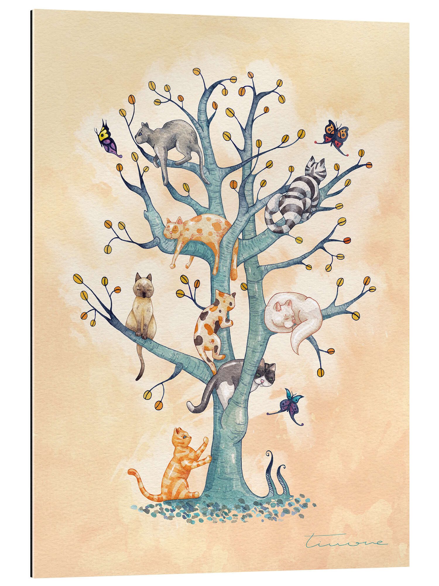 Posterlounge XXL-Wandbild Timone, Der Baum des Katzenlebens, Kinderzimmer Malerei