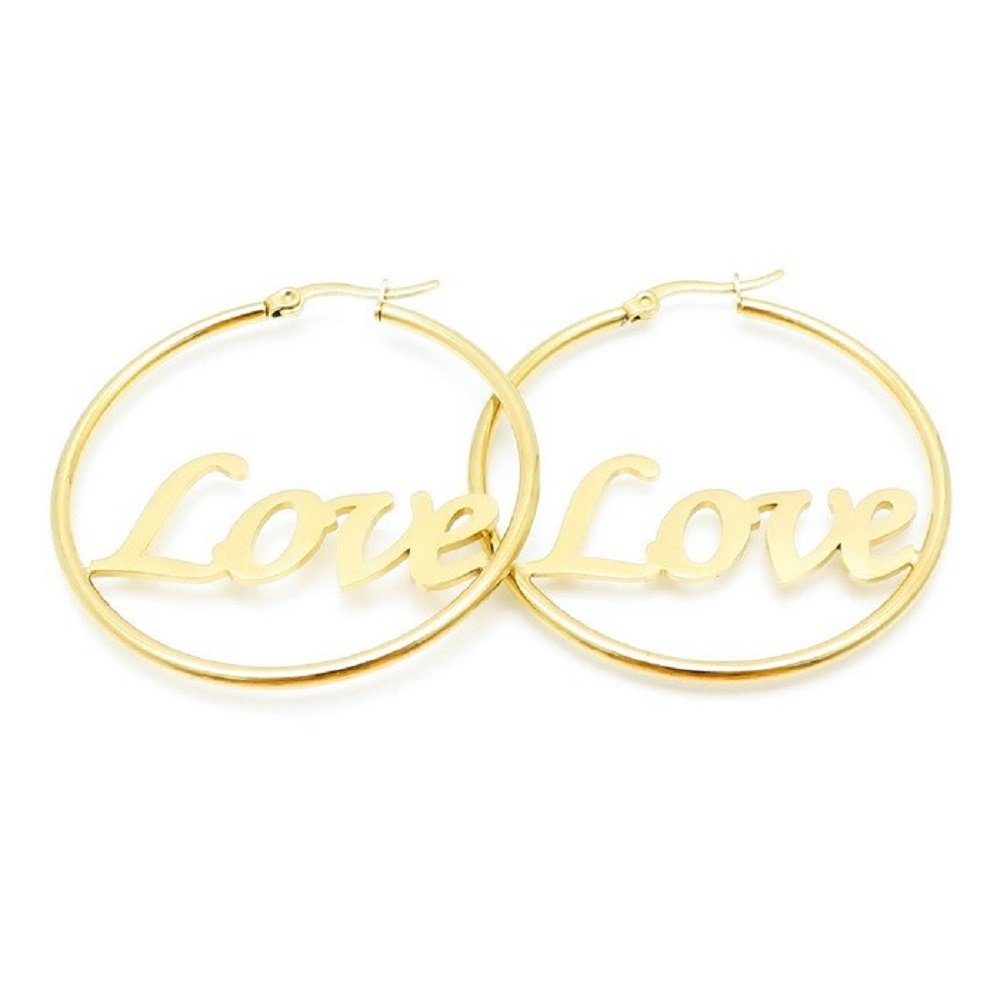 Ohrring-Set Creolen Love gold aus Edelstahl Damen