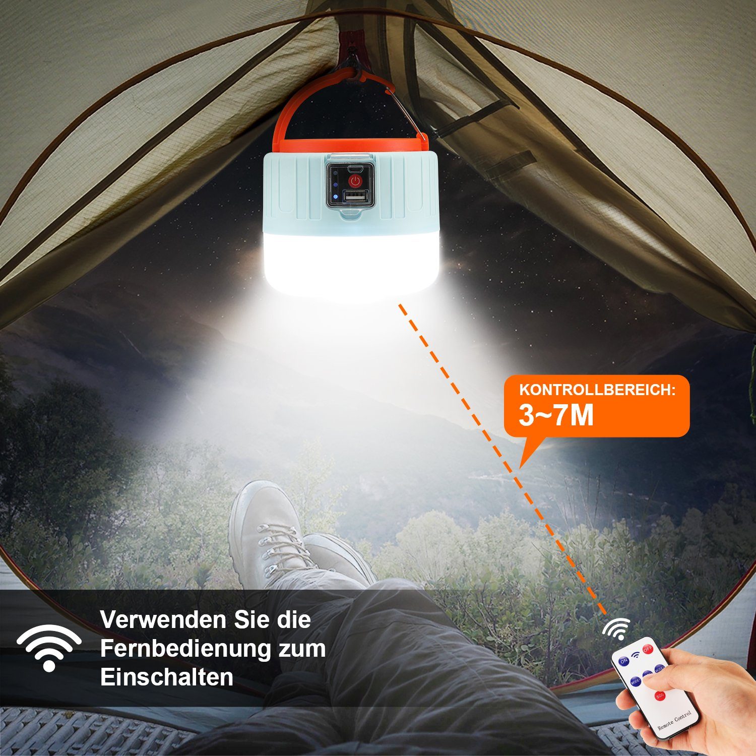 Tragbar LED Campinglampe Solarleuchte wiederaufladbare iscooter LED Laterne