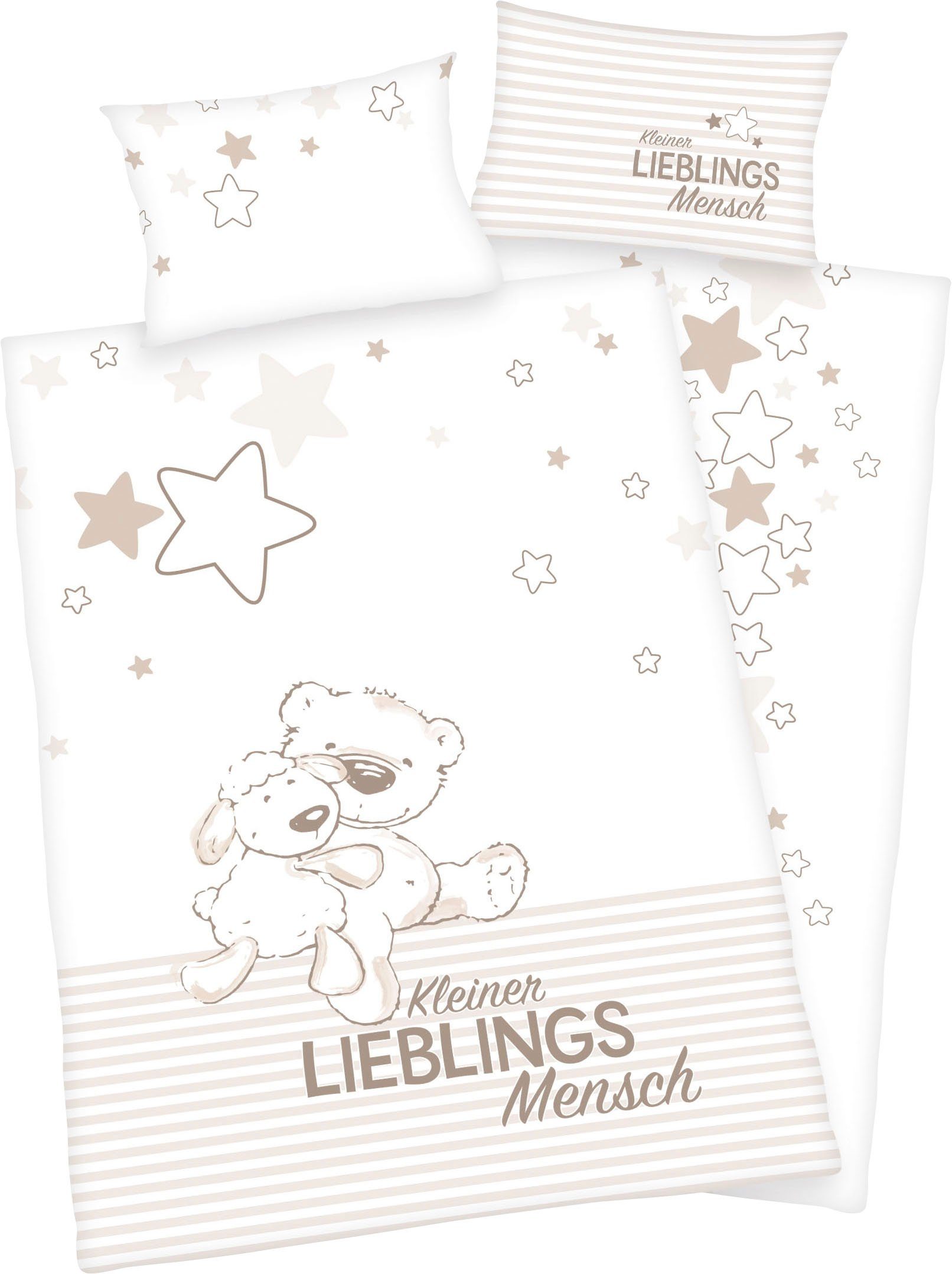 Baby Best Babybettwäsche Kleiner Lieblingsmensch, Flanell, mit Bärchen Motiv und liebevollem Schriftzug