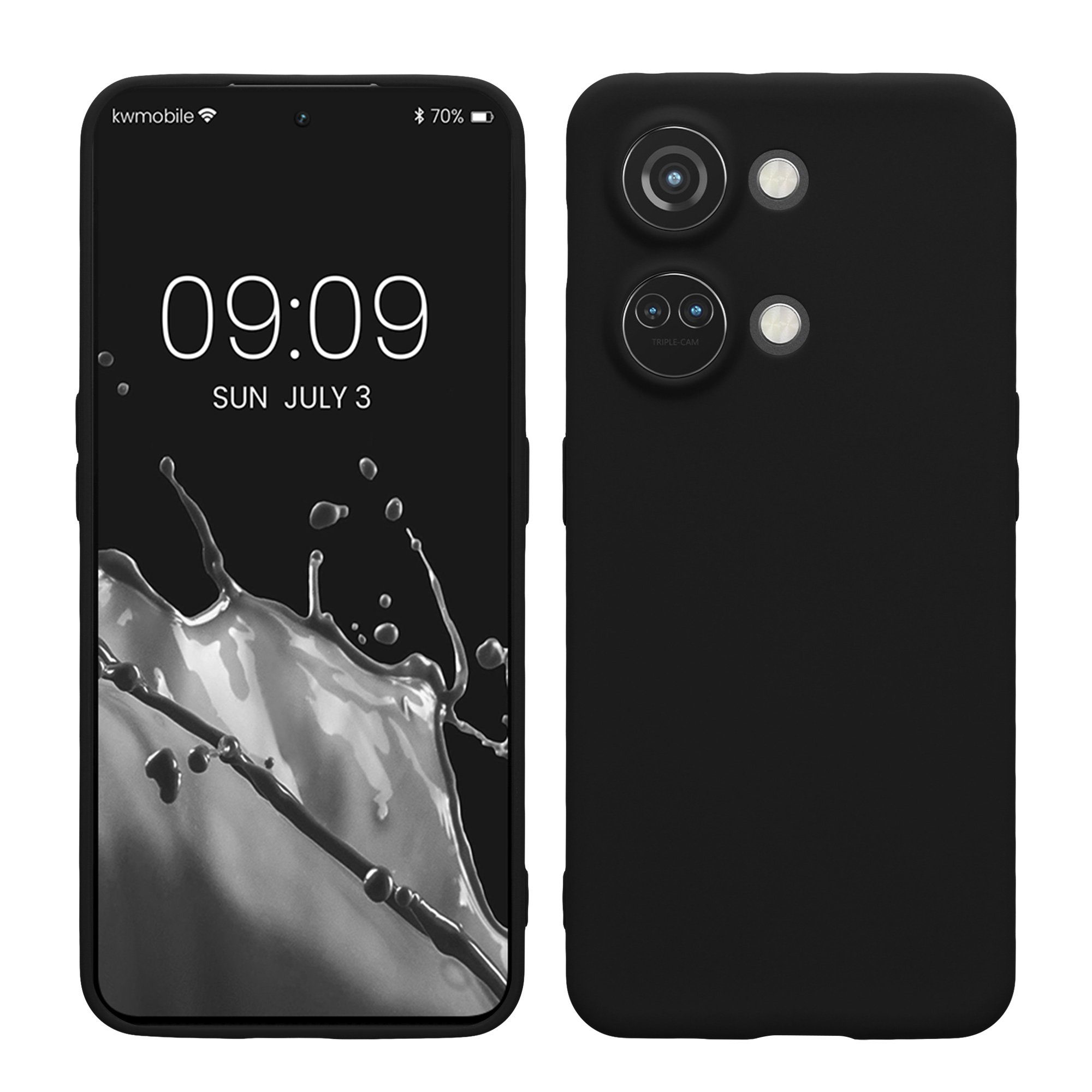 kwmobile Handyhülle Hülle für OnePlus Nord 3 5G, Backcover Silikon - Soft Handyhülle - Handy Case in Schwarz matt
