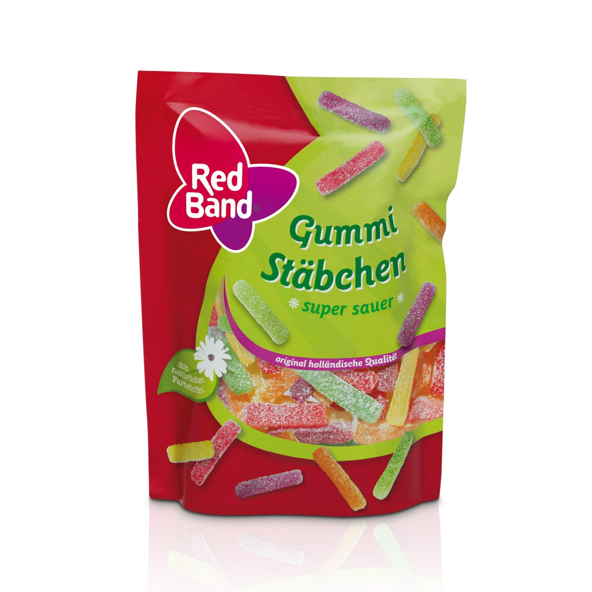 Red Band Süßigkeit, Red Band bunte Gummi Stäbchen gezuckert und super sauer 200g