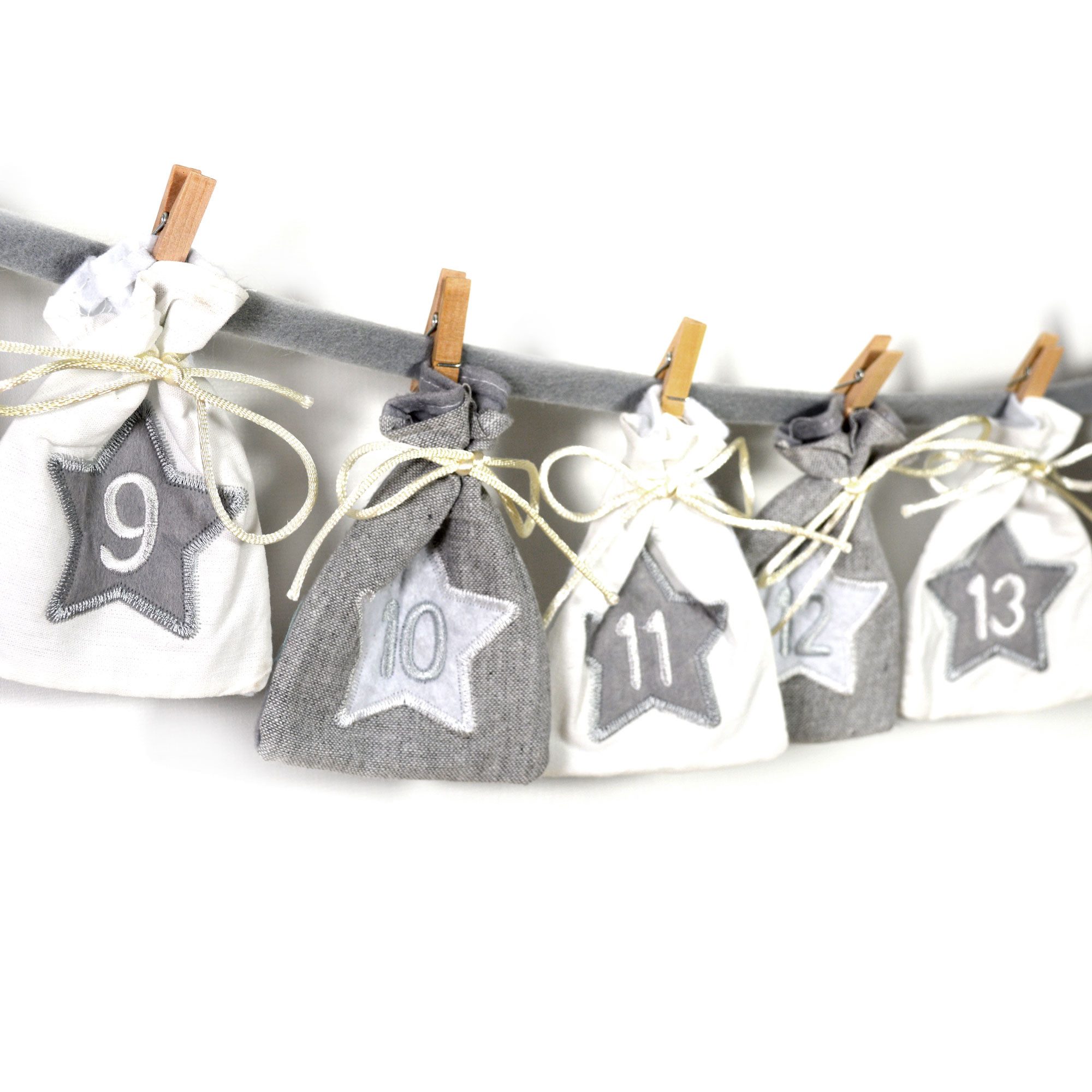 Frau WUNDERVoll befüllbarer Adventskalender Adventskalender zum Befüllen - Stoff, grau weiß Größe: L