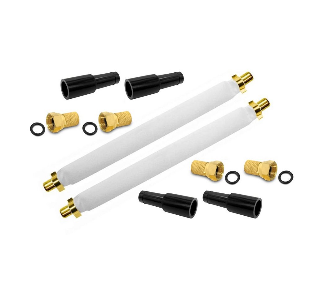 ARLI Fensterdurchführung selbstklebend 20cm + 4 x F-Stecker + 4x Gummitülle TV-Kabel, (20 cm)