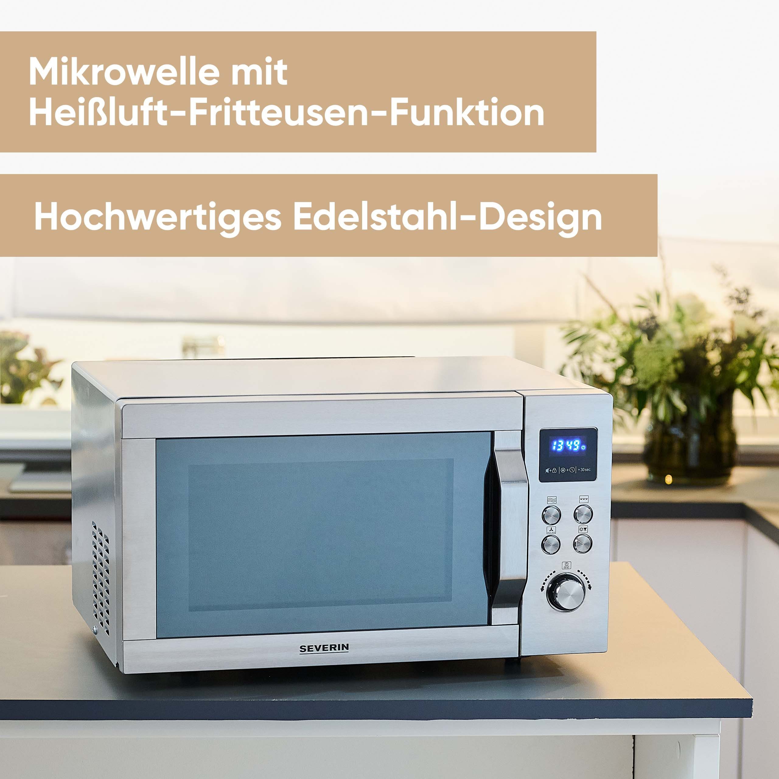 Severin Mikrowelle MW 7918 CrispyWave - Mikrowelle mit Grill- und Heißluftfunktion, elektrisch, 4-in-1, Mikrowelle Backofen Grill Heißluftfritteuse, bis 230°C,  – Bild 4 von 5