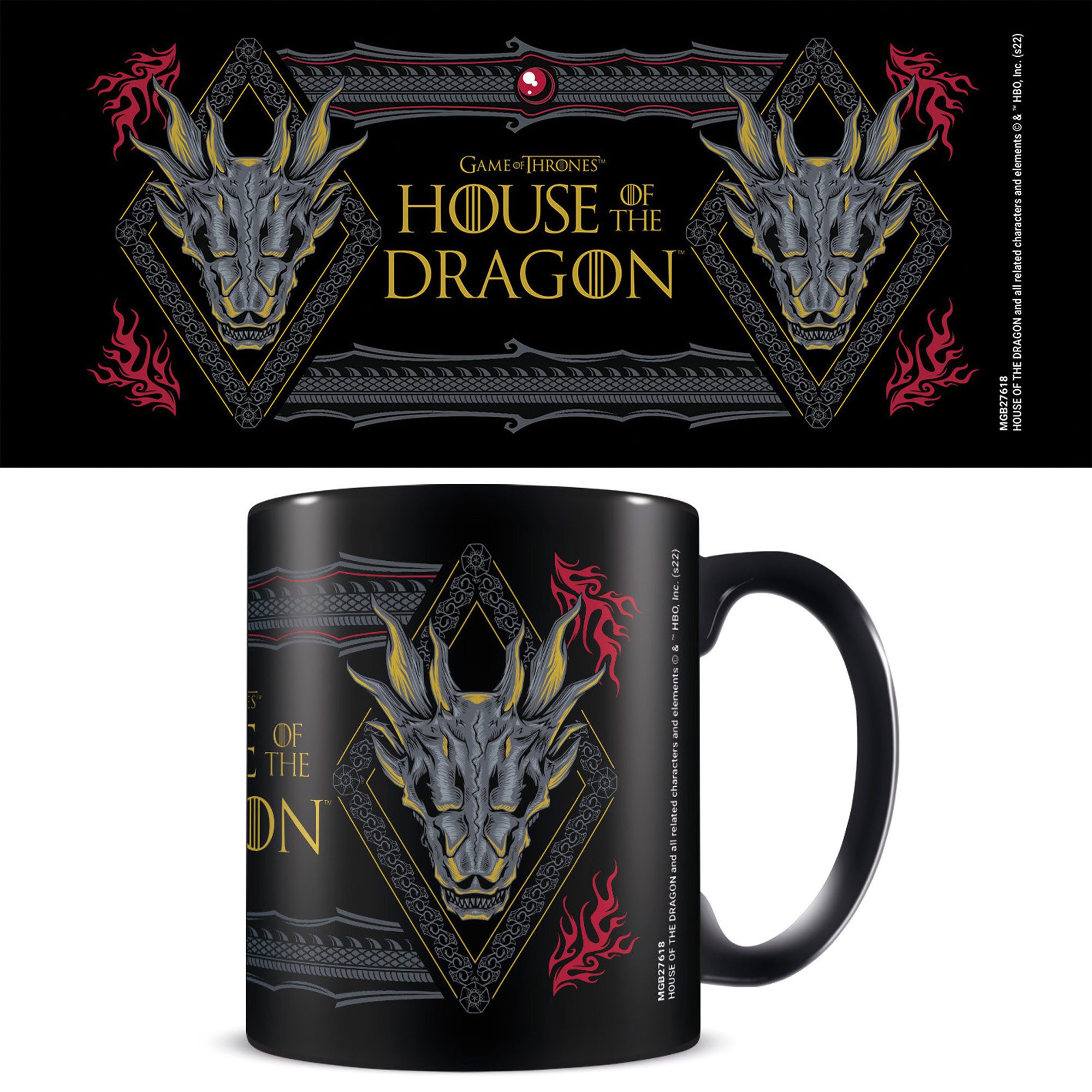 Tasse House of the Dragon Ornate - black Lizenz Чашки 3D