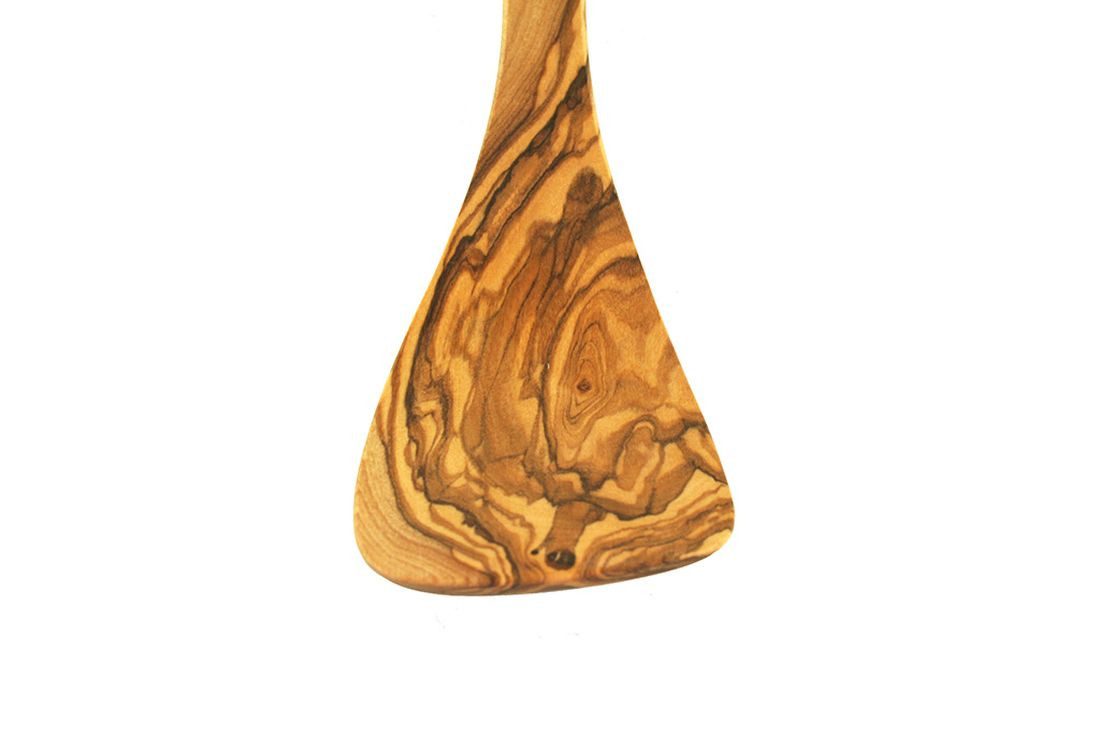Olivenholz-erleben Pfannenwender ohne Löcher aus Olivenholz – Länge ca. 30 cm, robust & stilvoll, Geschlossene Fläche – ideal zum Wenden von Speisen