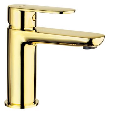 Lomadox Badarmatur DEANTE-30 Badezimmer Armaturen Set Duschsystem und Waschbeckenarmatur gold