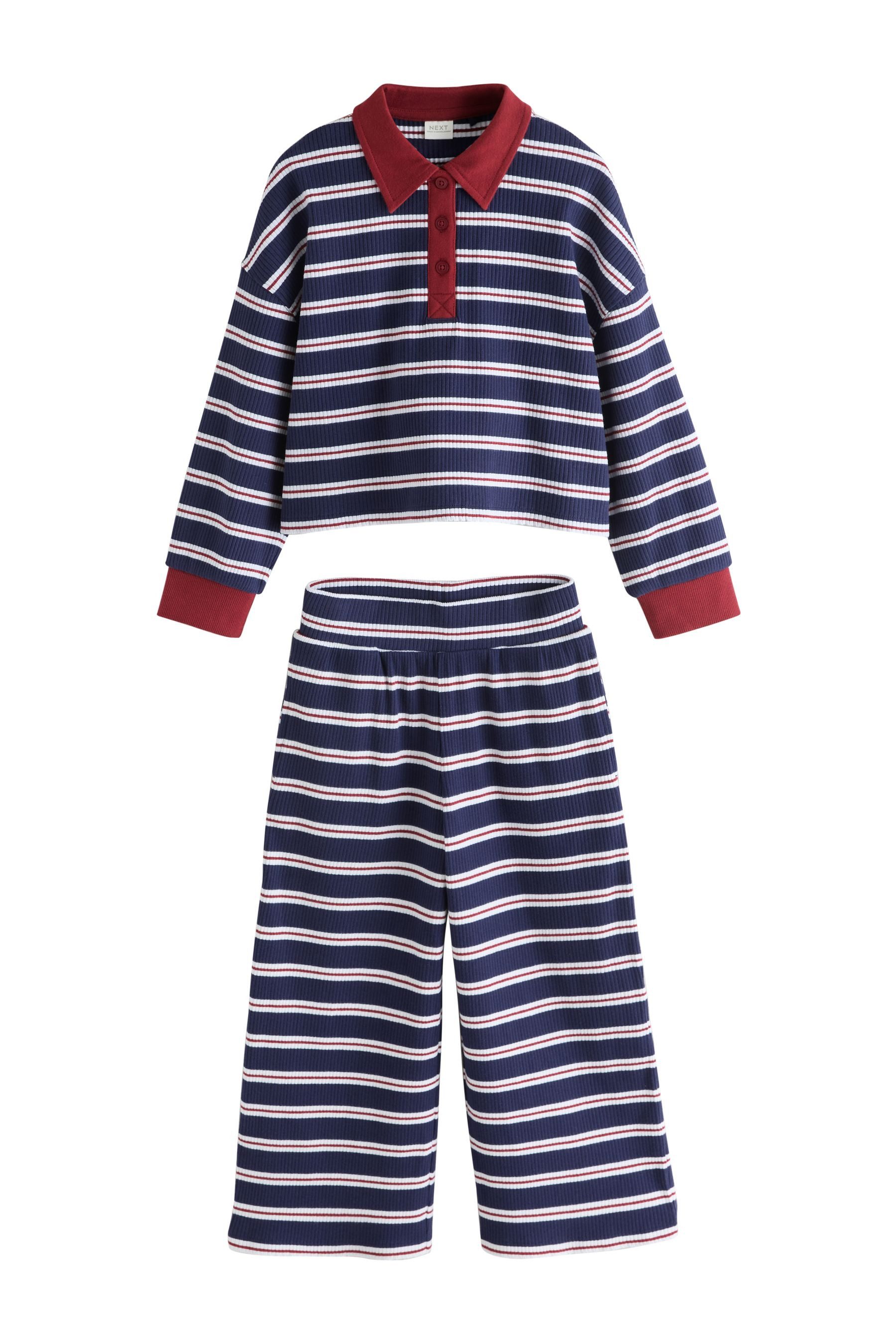 Next Top & Hose Rugby-Oberteil und Hose mit weitem Bein im Set (2-tlg)