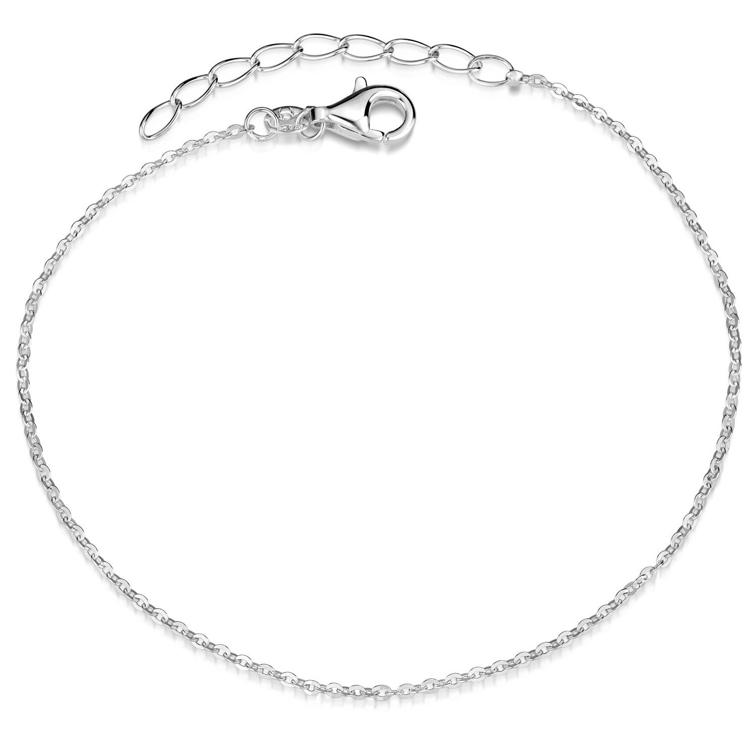 Materia Armkette Damen Silber Ankerkette Ø1mm 18-21cm SA-124, 925 Sterling Silber, rhodiniert