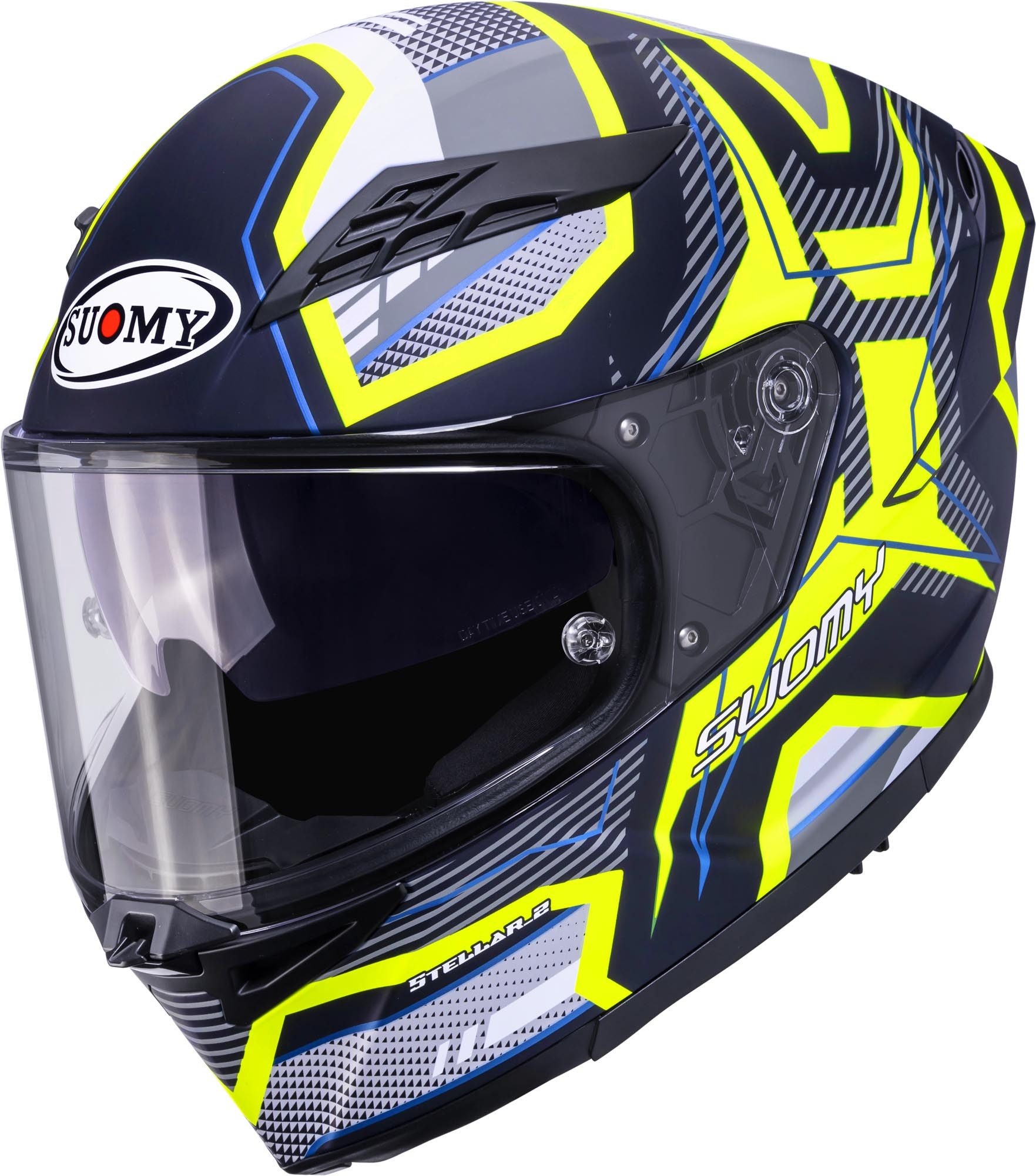 Suomy Motorradhelm Stellar 2 Blackstar Helm, atmungsaktiv,vorbereitet für Kommunikationssystem,Pinlockscheibe