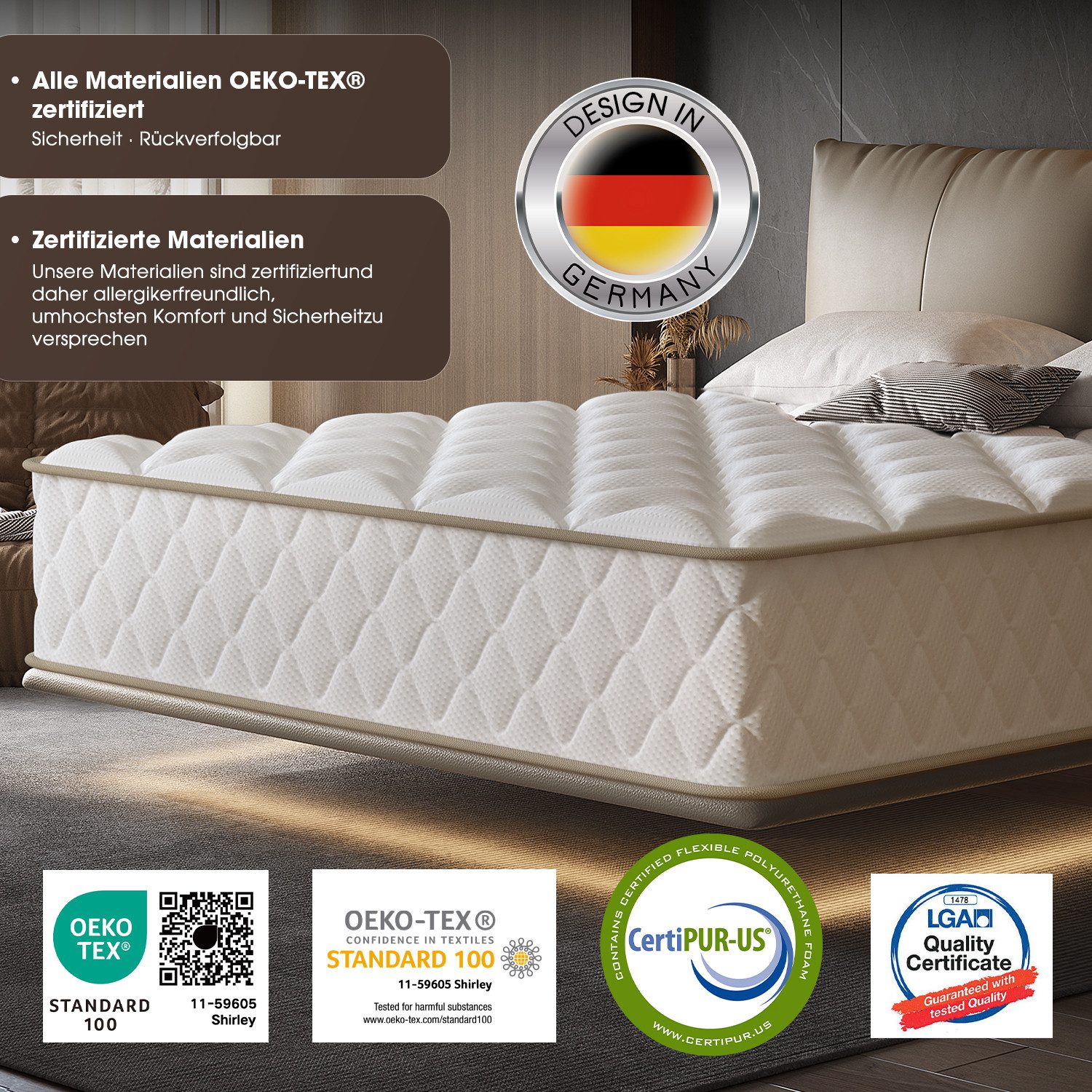 Boxspringmatratze Taschenfederkernmatratze Matratze H3, 7-Zone Federkernmatratze, Hiazurm, 22 cm hoch, (Atmungsaktiv, Orthopädische, mit Spannbettlaken, Qualitätsmatratzen Für Kinder und Erwachsene), Matratze 80x200 cm