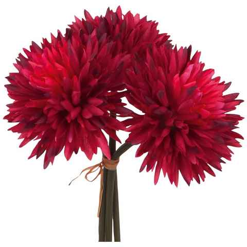 Kunstblume Kunstblume Dahlie in rot 3 Blüten Ø 8x20 cm Kunststoff Dahlie, matches21 HOME & HOBBY, Höhe 20 cm