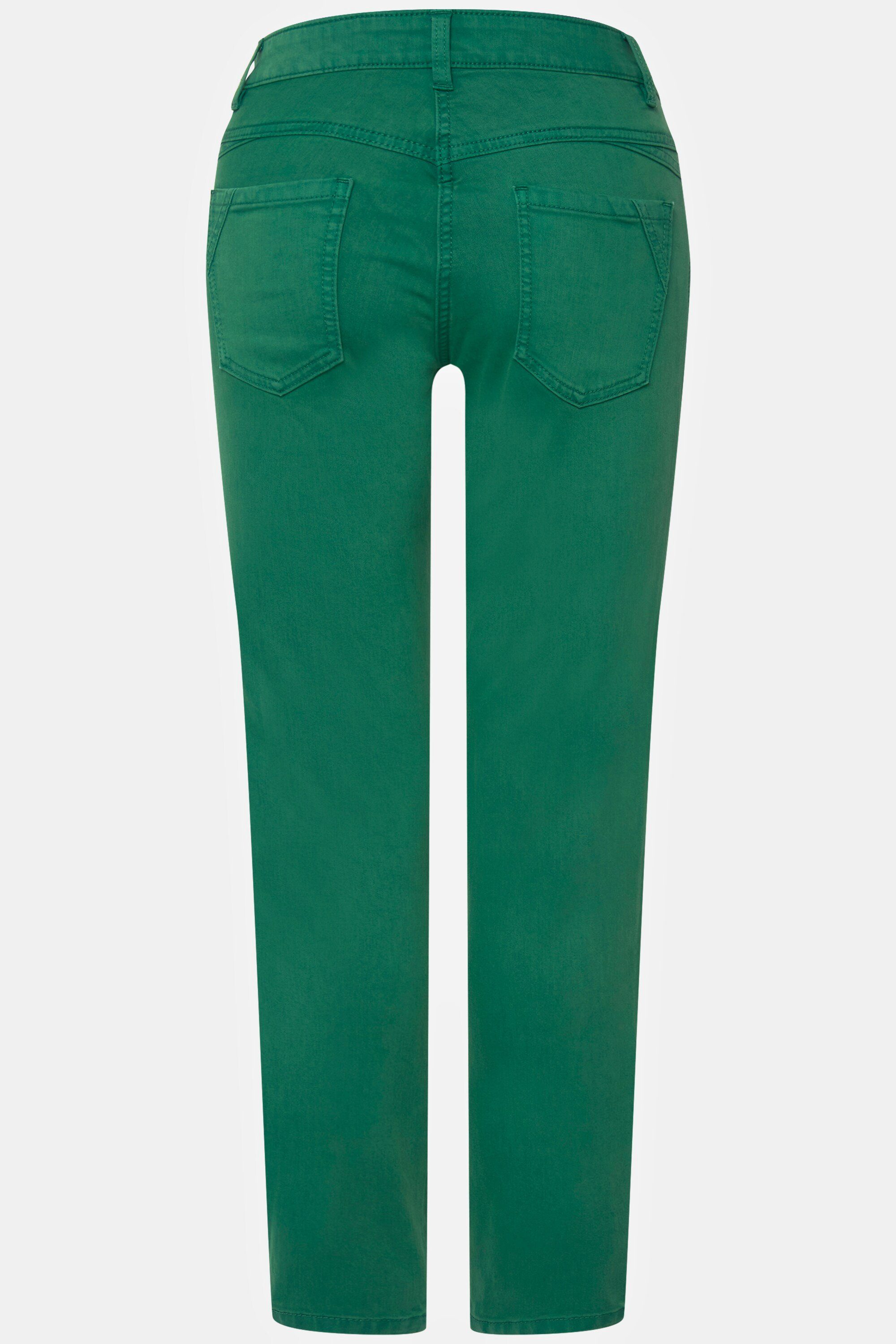 5-Pocket-Jeans Zierfalten grün gerade Passform Jeans Tina Laurasøn seitliche