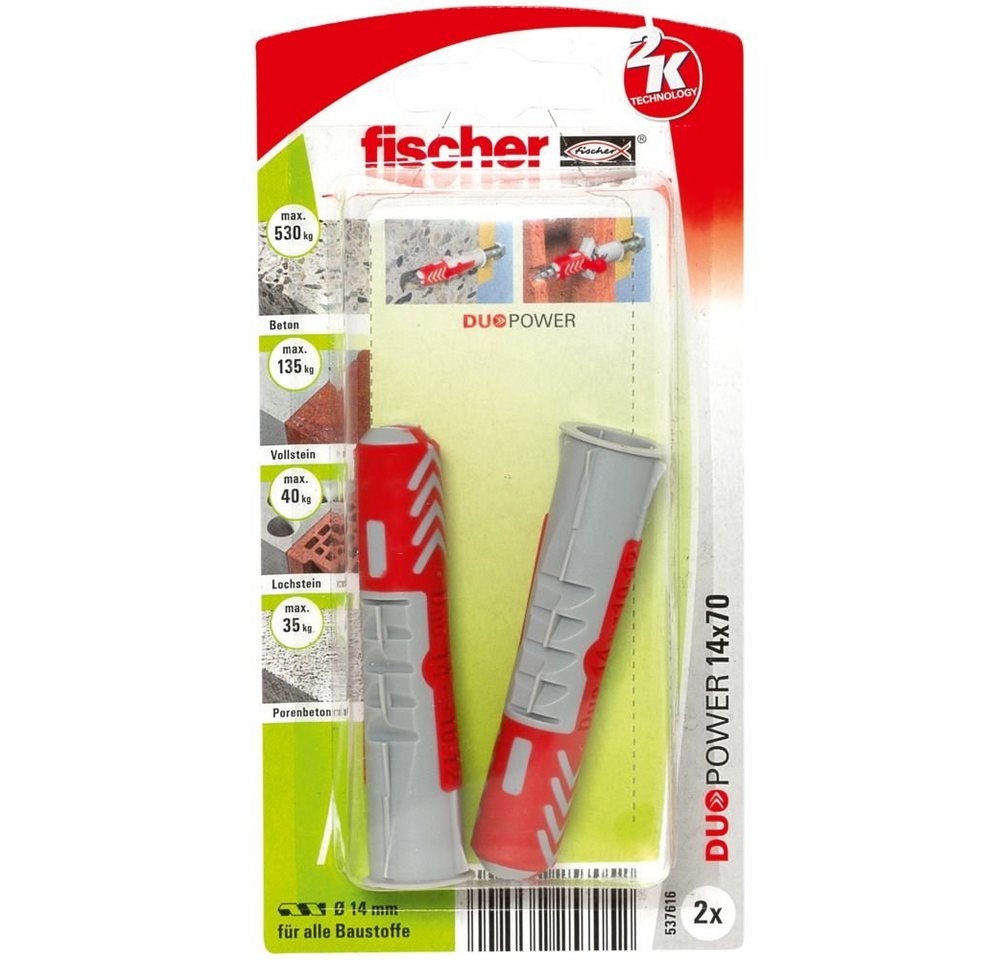 Thumbnail - fischer Schrauben- und Dübel-Set Fischer Dübel Duopower 14.0 x 70 mm - 2 Stück