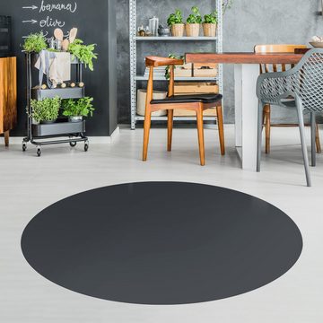 Teppich Vinyl Wohnzimmer Schlafzimmer Flur Küche Einfarbig modern, Bilderdepot24, rund - grau glatt, nass wischbar (Küche, Tierhaare) - Saugroboter & Bodenheizung geeignet