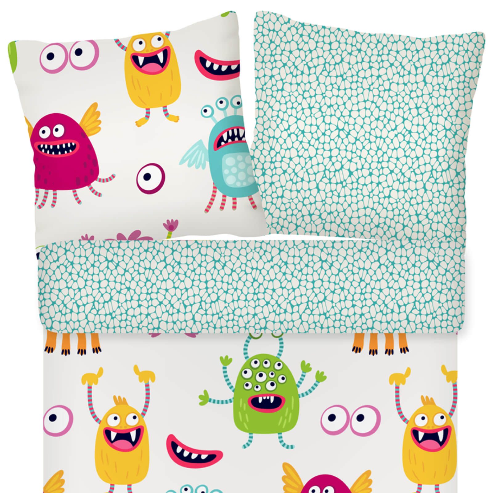 ESPiCO Kinderbettwäsche Monster Trendy Bedding, Renforcé, 2 teilig, Aliens, Außerirdische, Wesen