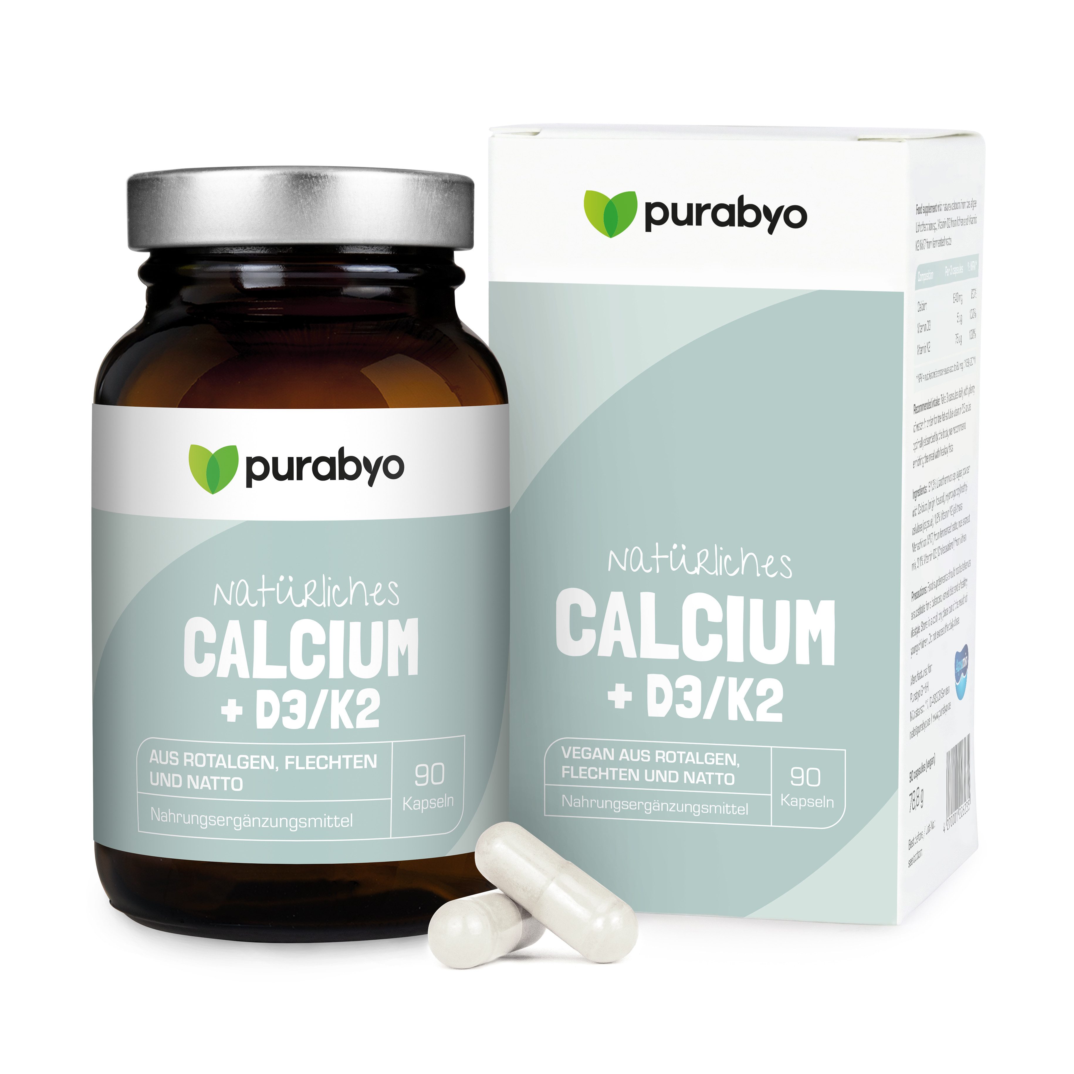 Natürliches Calcium + D3/K2 Kapseln
