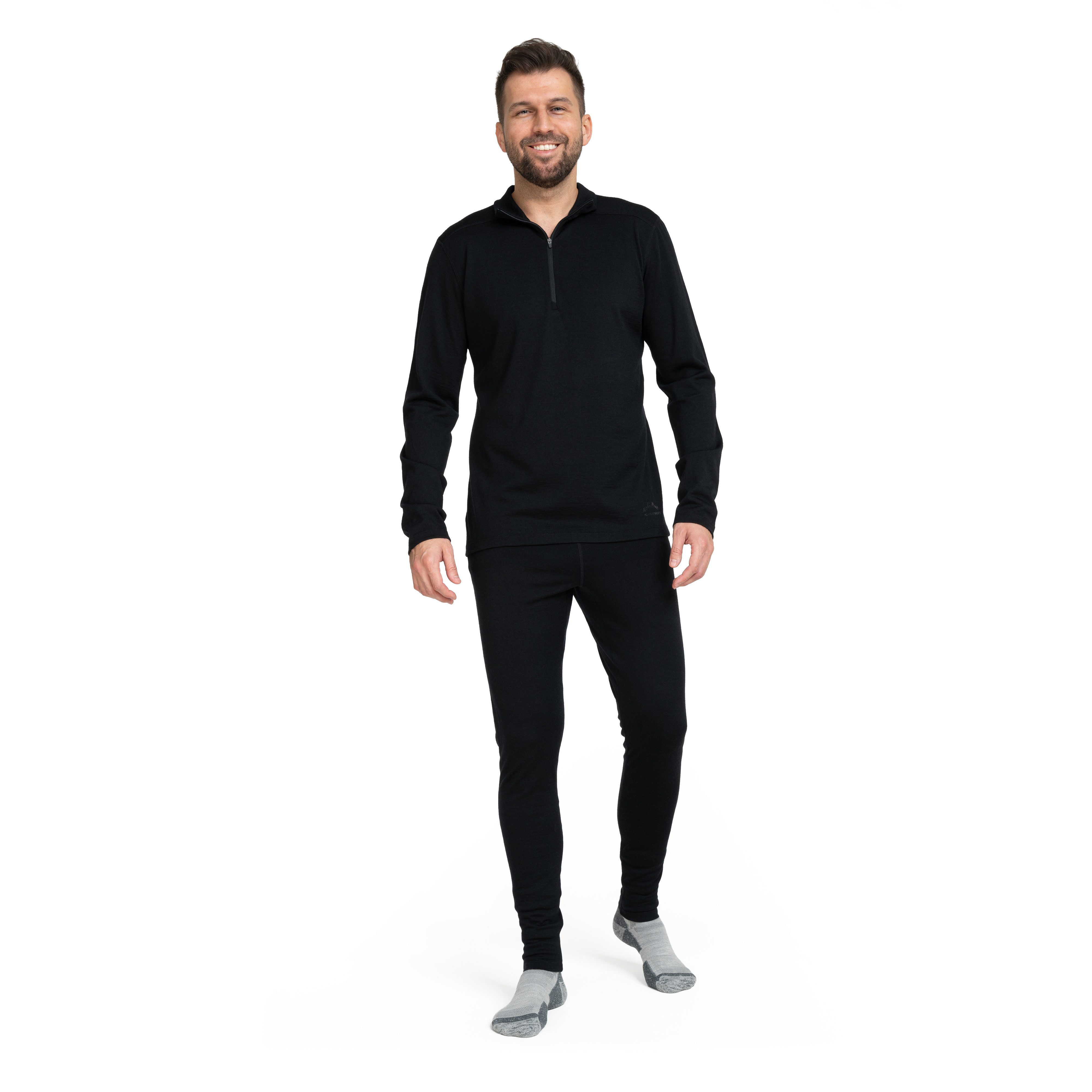 Alpenwert Funktionsshirt Herren Zip-Pullover aus 100% Merinowolle – atmungsaktiv (1 Pack) Antibakteriell, Anti-Schweiß-Geruch, Outdoor & Funktionsshirt
