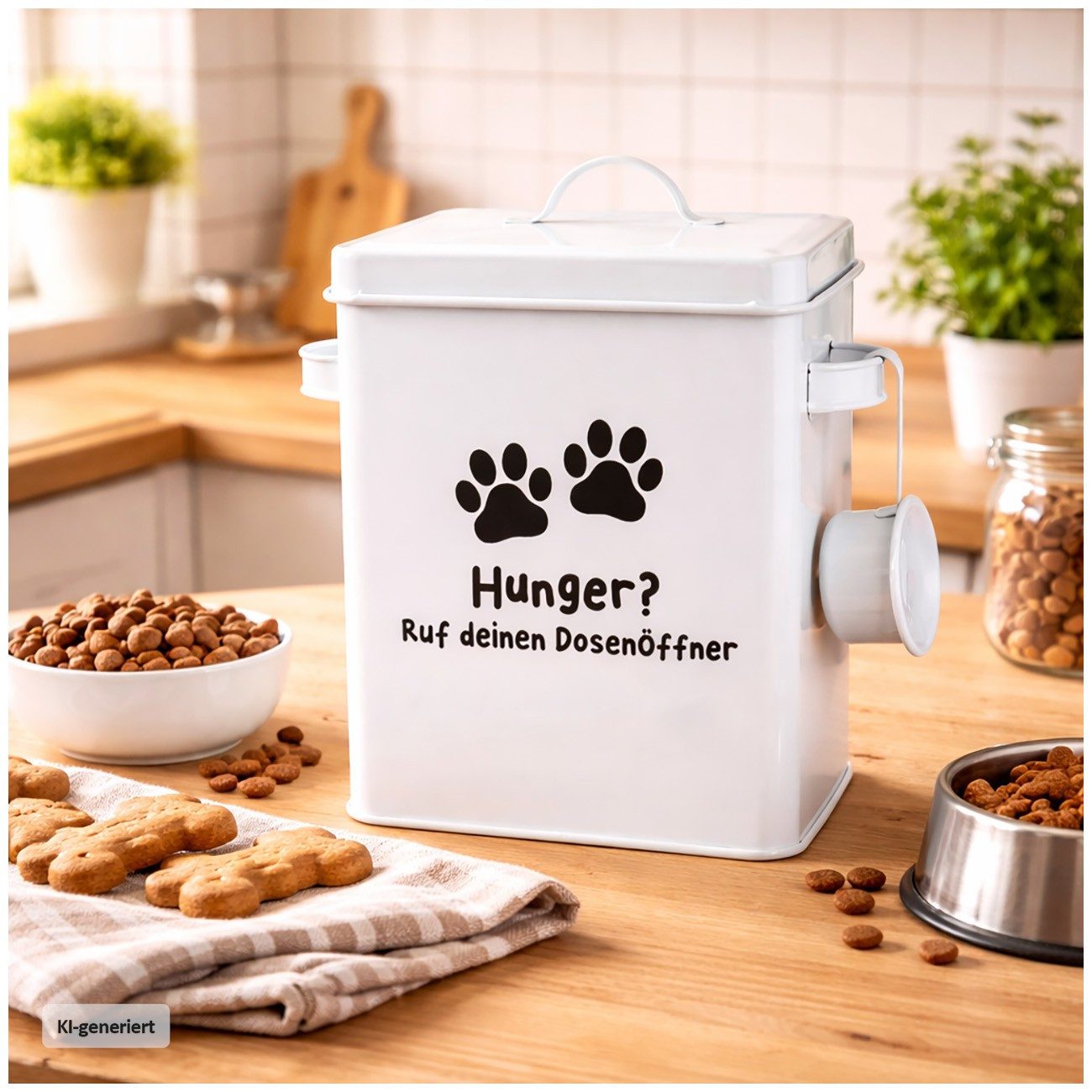 HTI-Living Futterbehälter Vorratsdose Tierfutter mit Dosierlöffel Landhaus, Eisen, (Stück, 1-tlg., 1x Vorratsdose mit Dosierlöffel), Behälter für Trockenfutter Leckerlidose