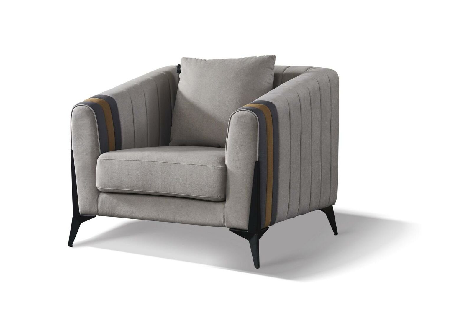 Polster 3+1+1 Set JVmoebel Made Design Sofagarnitur Europe Sofa Sitzer Couchen, Graue in Sofas