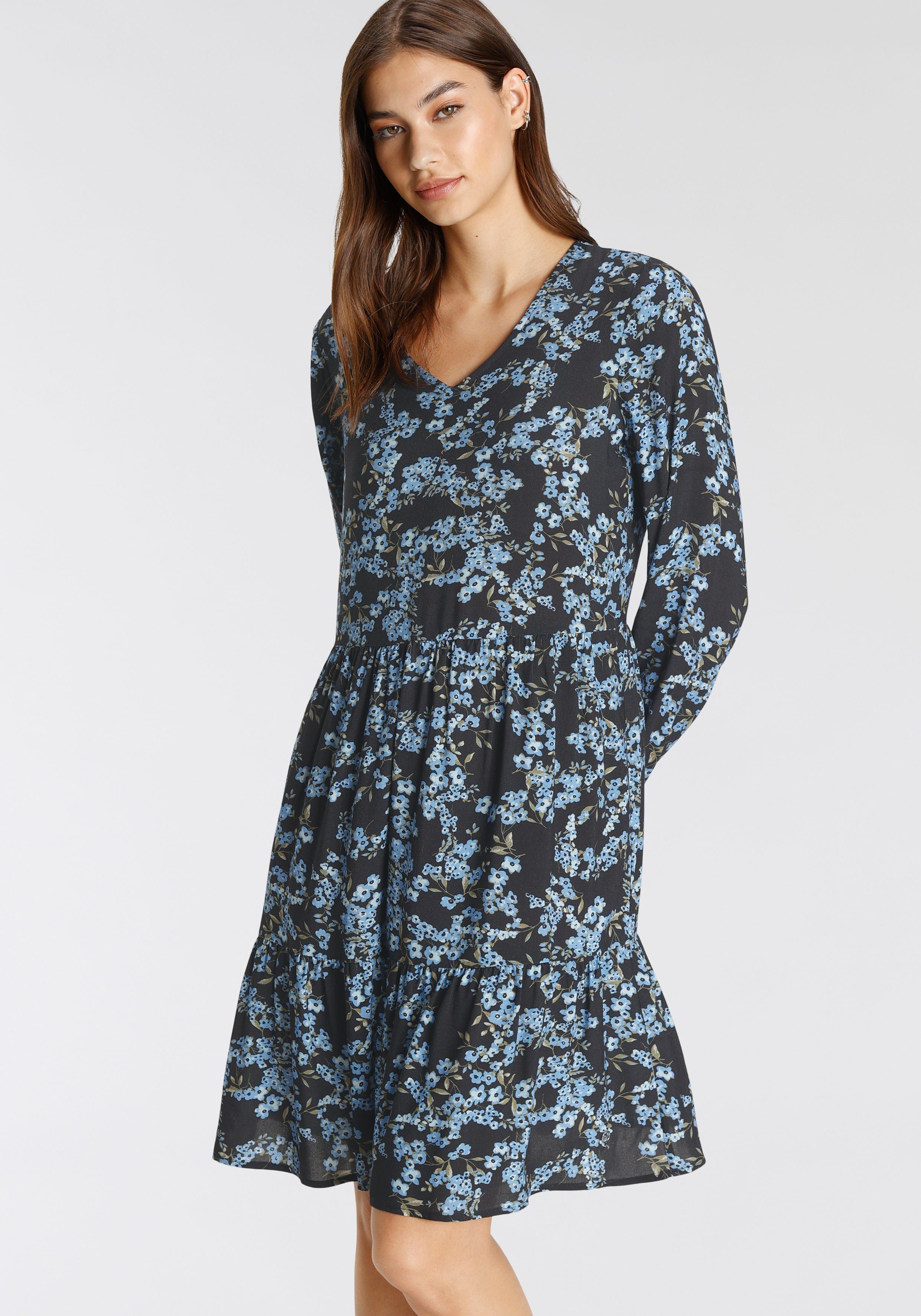 Tamaris Blusenkleid mit Volants und V-Ausschnitt günstig online kaufen
