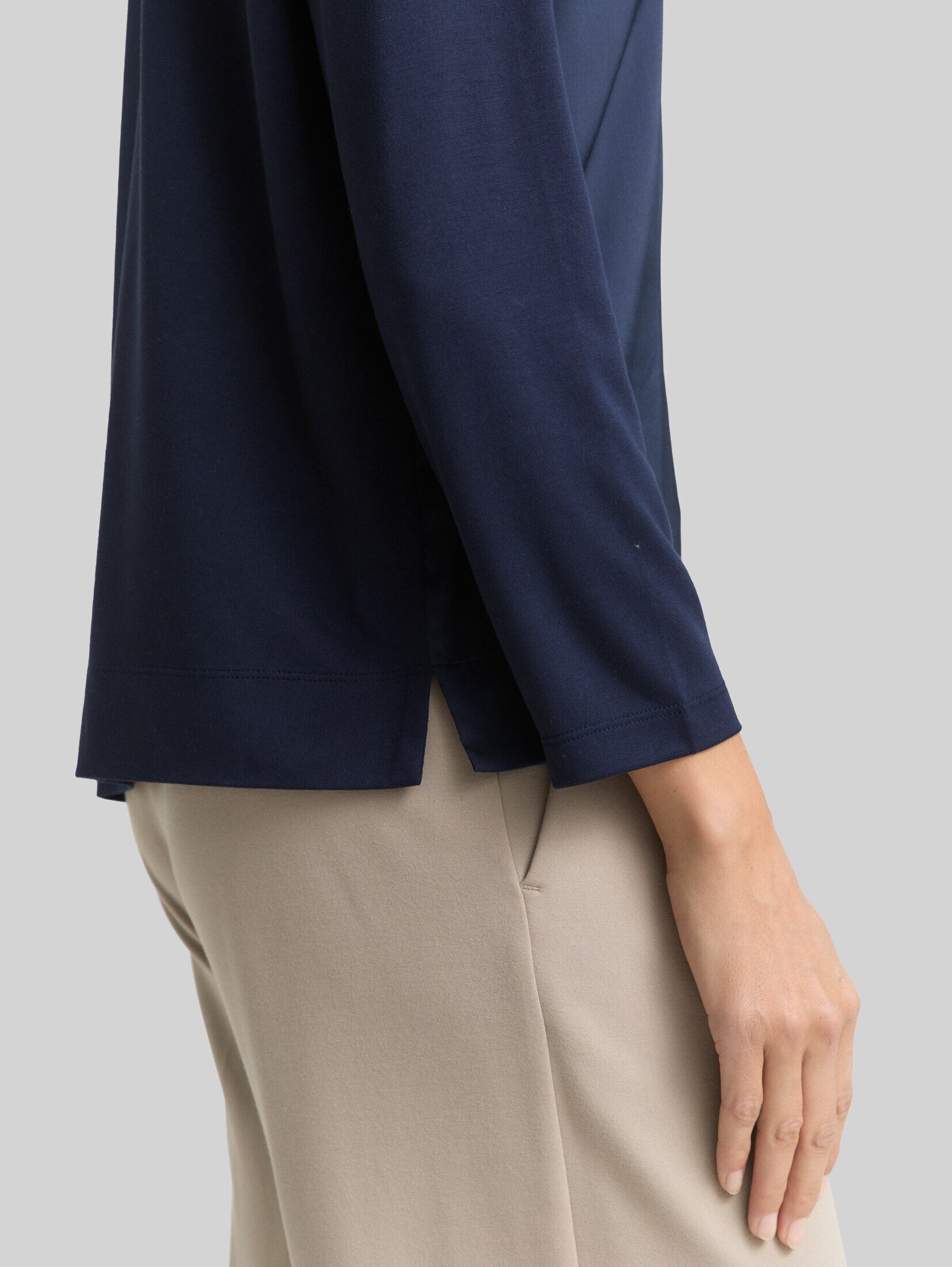 TOM TAILOR Langarmshirt T-Shirt Loose Fit Langarmshirt im Material-Mix – Bild 4 von 5