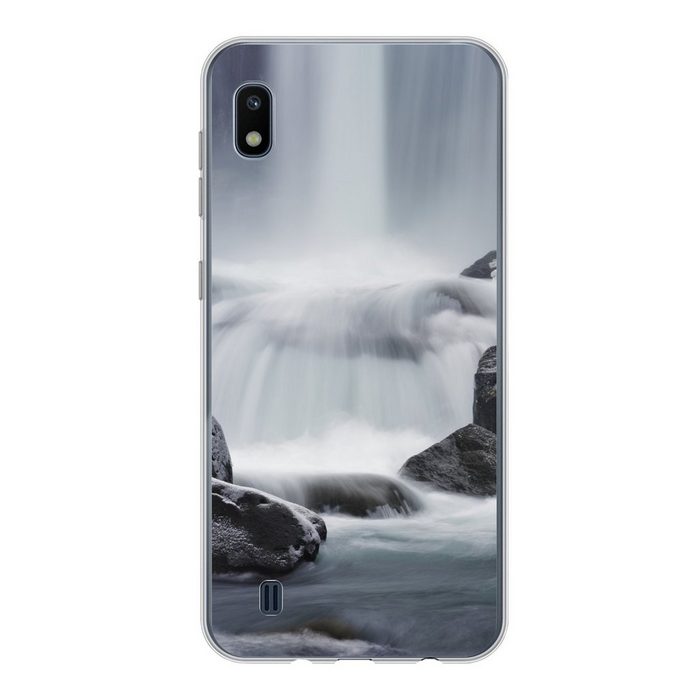 MuchoWow Handyhülle Wasserfall - Steine - Natur Handyhülle Samsung Galaxy A10 Smartphone-Bumper Print Handy