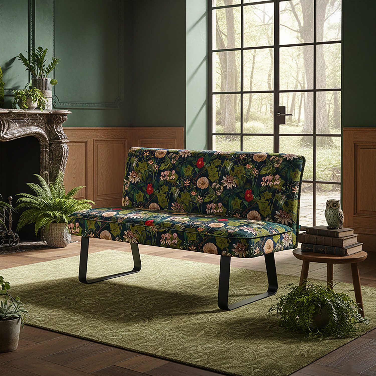 DUBI Möbel Essbank Emilia, Federkernbox gepolstert, mit Rückenlehne, 140/160cm, Metallgestell