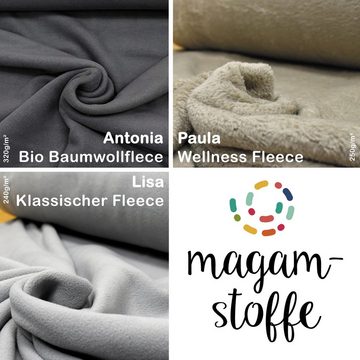 MAGAM-Stoffe Stoff "Antonia", Bio Fleece Stoff 100% Baumwolle uni einfarbig Meterware ab 50cm