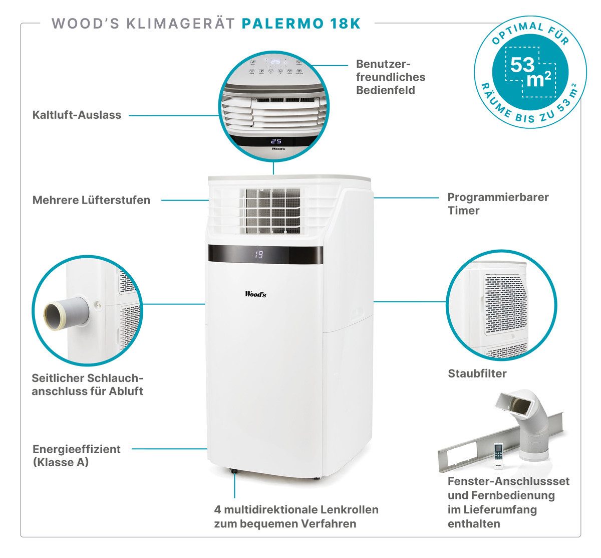 Wood's 3-in-1-Klimagerät Palermo 18 K günstig online kaufen