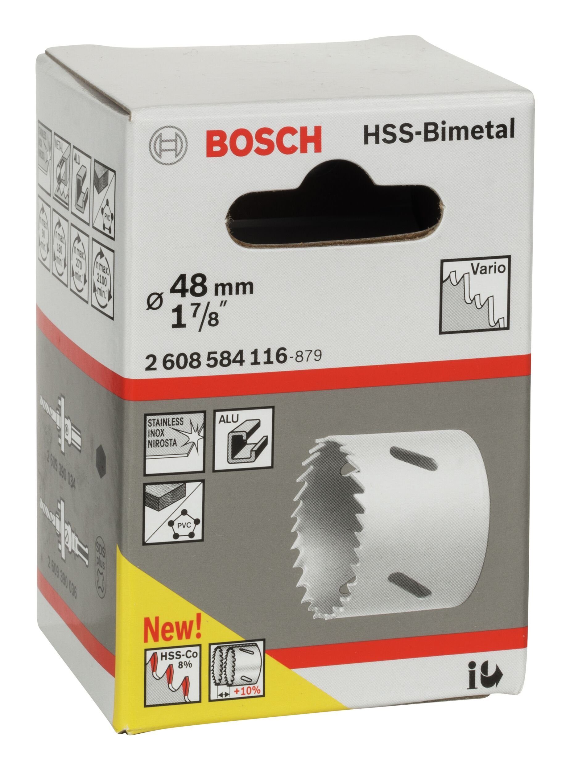 - Standardadapter Lochsäge, HSS-Bimetall 7/8" BOSCH / mm, für 48 Ø 1