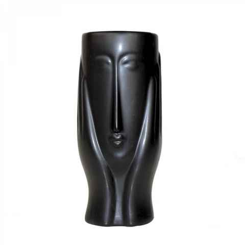 mitienda Dekovase Dekovase aus Keramik schwarz 'Mono Face' 20x9 cm