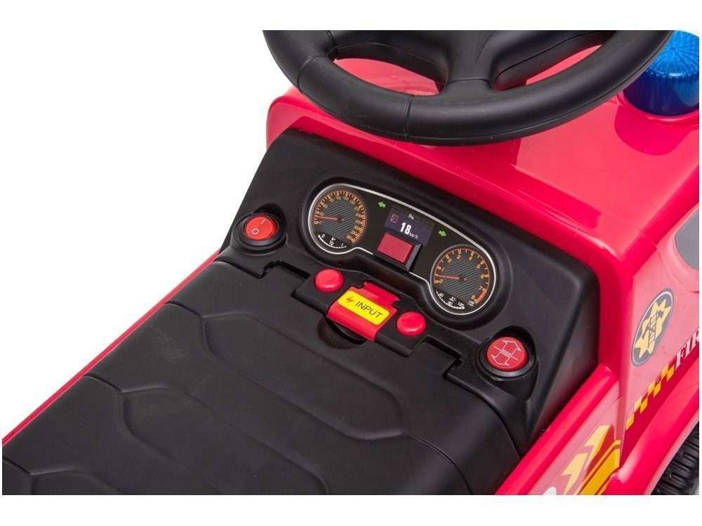 LeanTOYS Rutscher Rutschfahrzeug Soundeffekt mit Feuerwehr Batteriebetriebenes