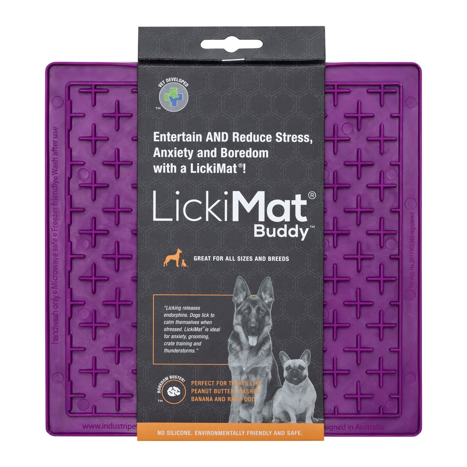 LickiMat Antischlingnapf Buddy Schleckmatte aus Naturgummi für Hunde - lila - 20 cm, gefriergeeignet