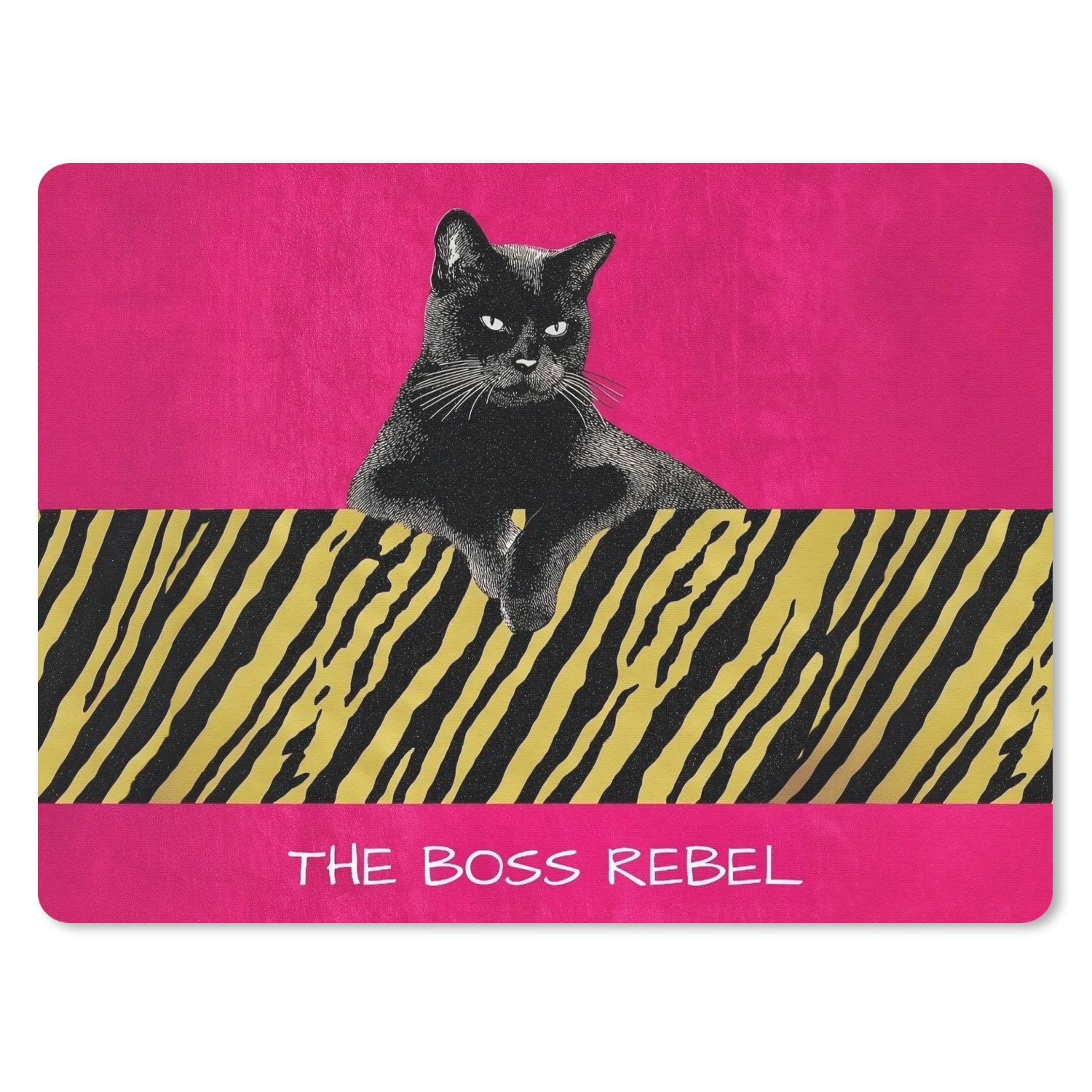 MuchoWow Mauspad Katze - Boss - Rosa - Tigerdruck (1-St), Gaming, Mousepad Klein, Büro Zubehör, Mausunterlage, 23x19 cm