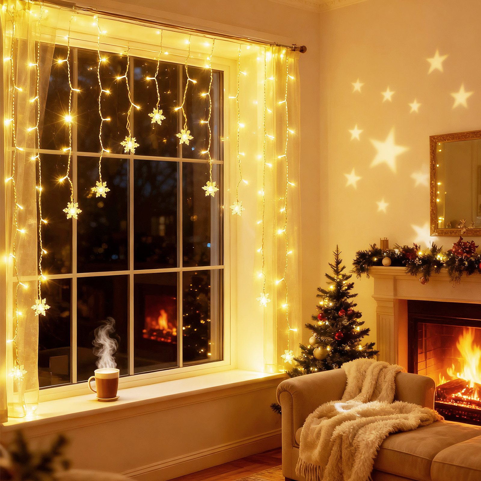 Aigostar LED-Lichterkette Lichtervorhang, 3M + 1.5x1.2M, 82 LEDs, Lichterke günstig online kaufen