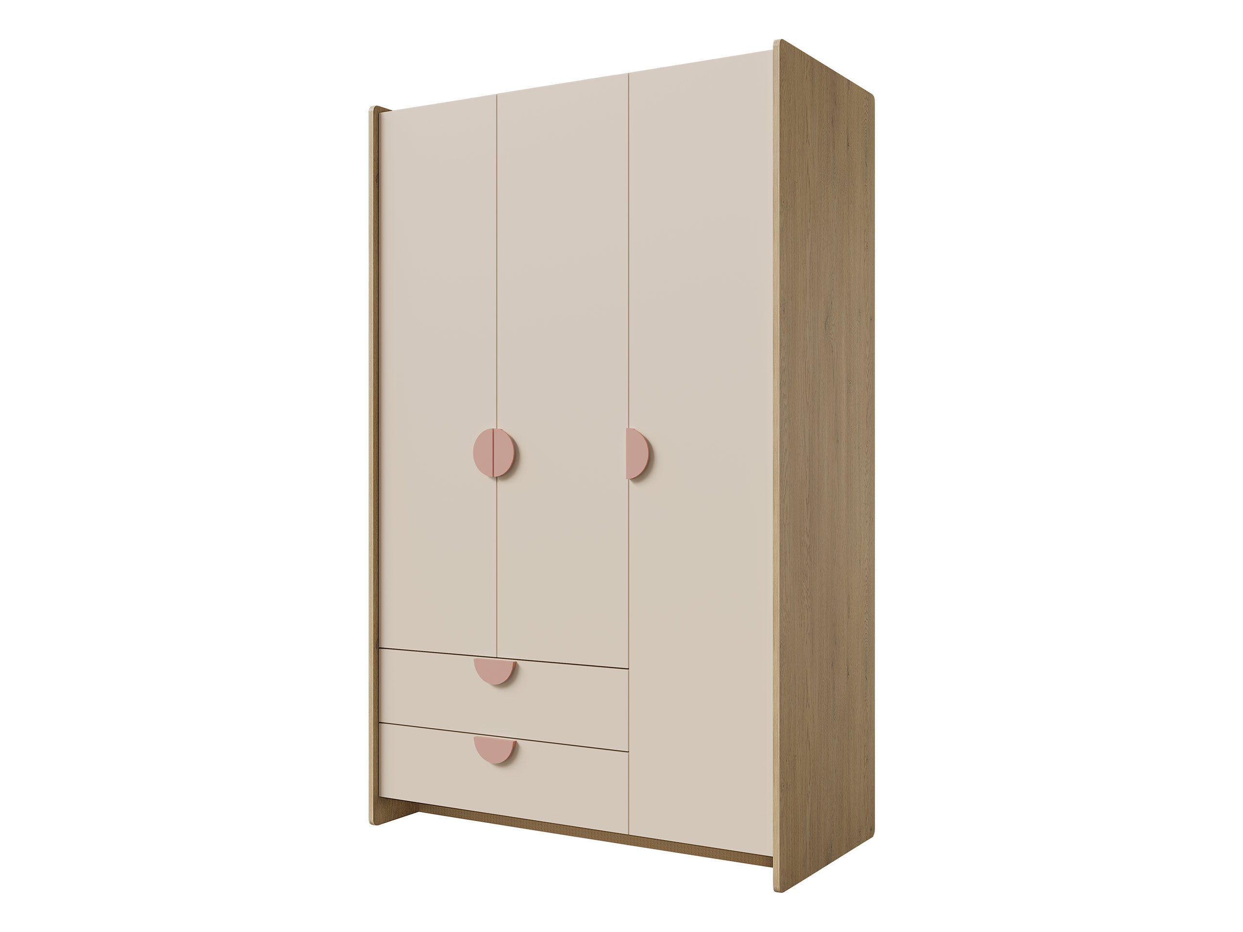 MIRJAN24 Kleiderschrank Lexi 3D2S 01 (mit drei Drehtüren und zwei Schubladen) 124x60x198 cm, Kleiderstange