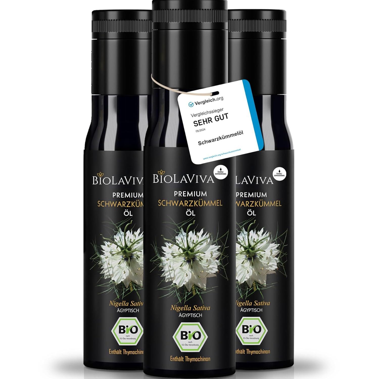BIOLAVIVA Speiseöl : Bio - Schwarzkümmelöl - ungefiltert - kaltgepresst - laborgetestet -, 1 x 100 ml