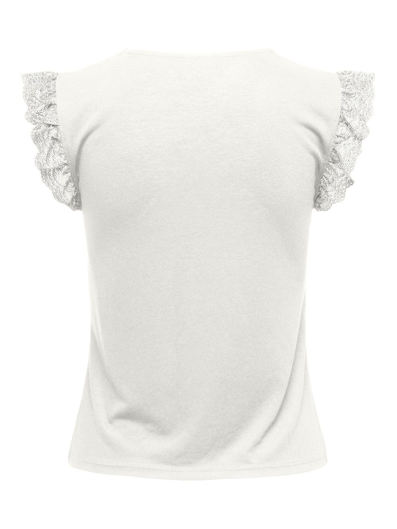 Weiß-3 Elegantes T-Shirt Ärmel JACQUELINE T-Shirt mit de in Top Spitzen Kurzarm YONG JDYDERIN 5601