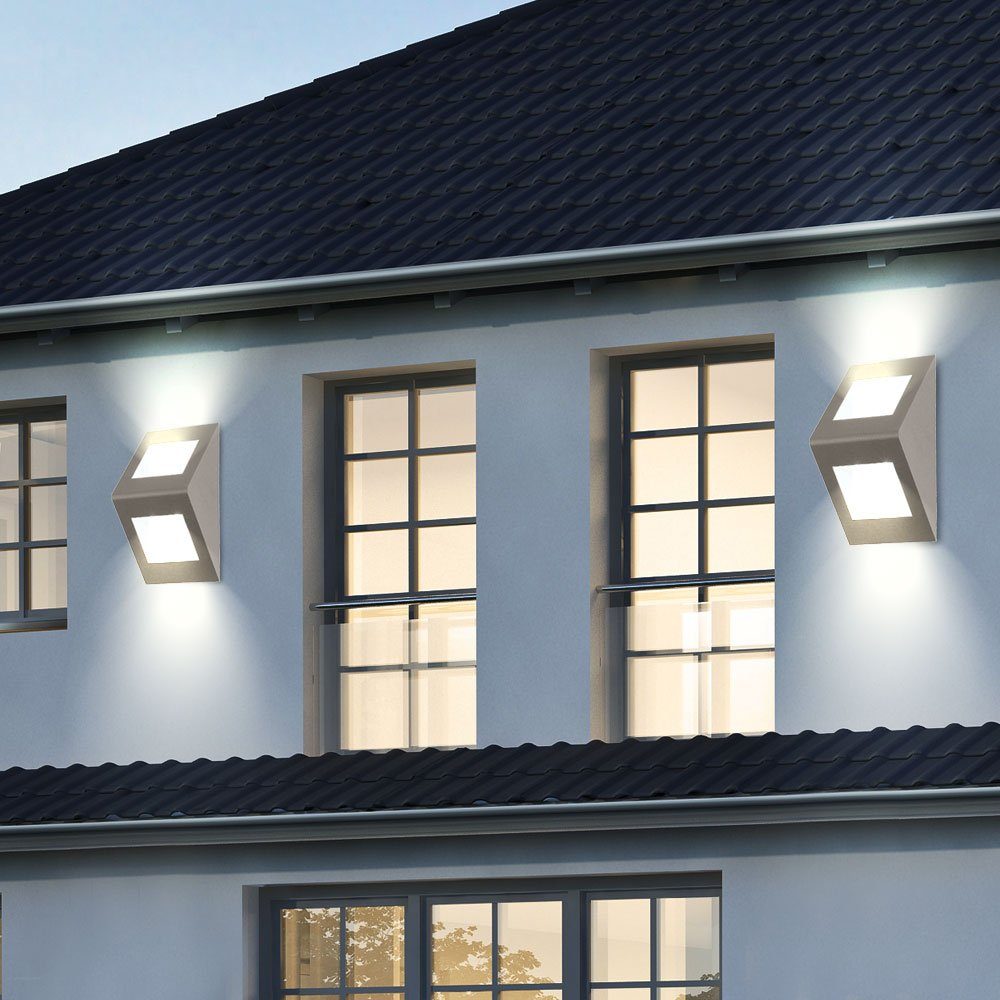 etc-shop Außen-Wandleuchte, LED-Leuchtmittel fest verbaut, Down Watt LED Warmweiß, Set Wand Beleuchtung Up 19 Grundstück 2er Außen Leuchte